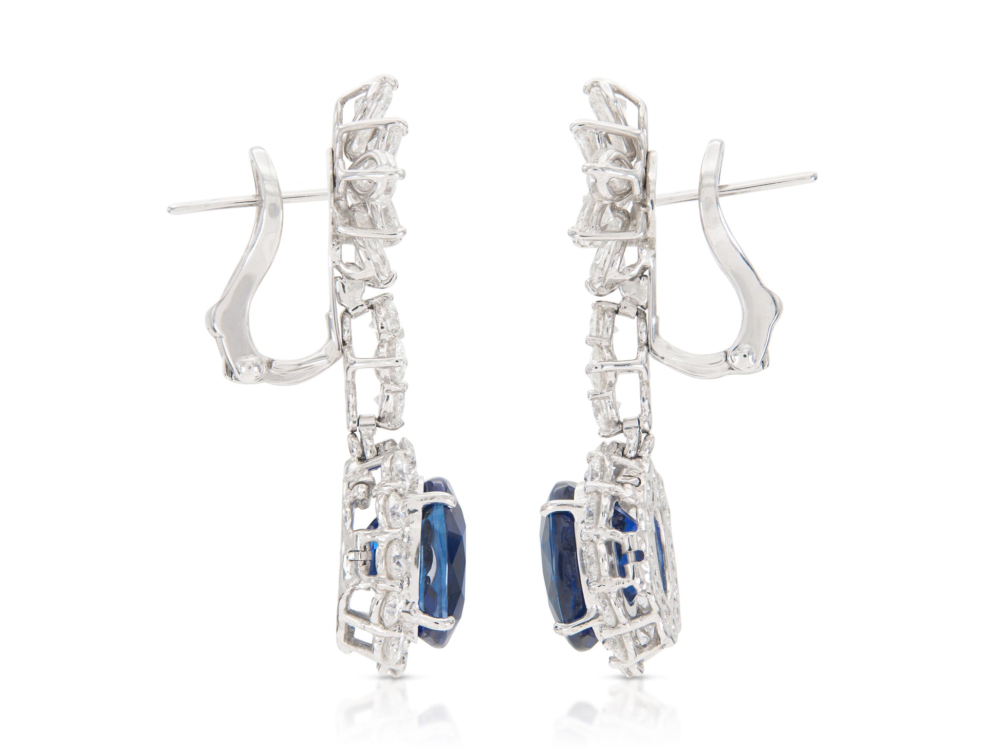 16.35 Carat Sapphire and 10.00 Carat Diamond Dangle Earrings