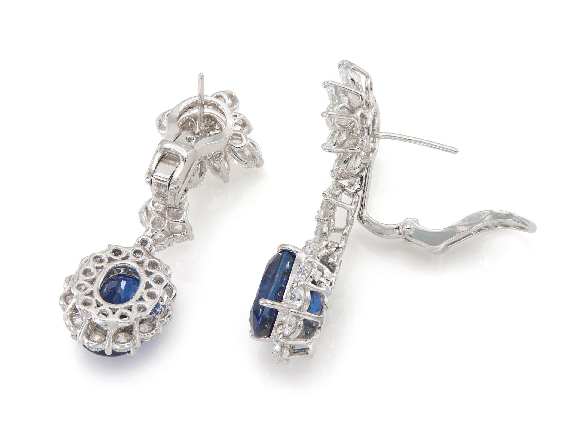 16.35 Carat Sapphire and 10.00 Carat Diamond Dangle Earrings
