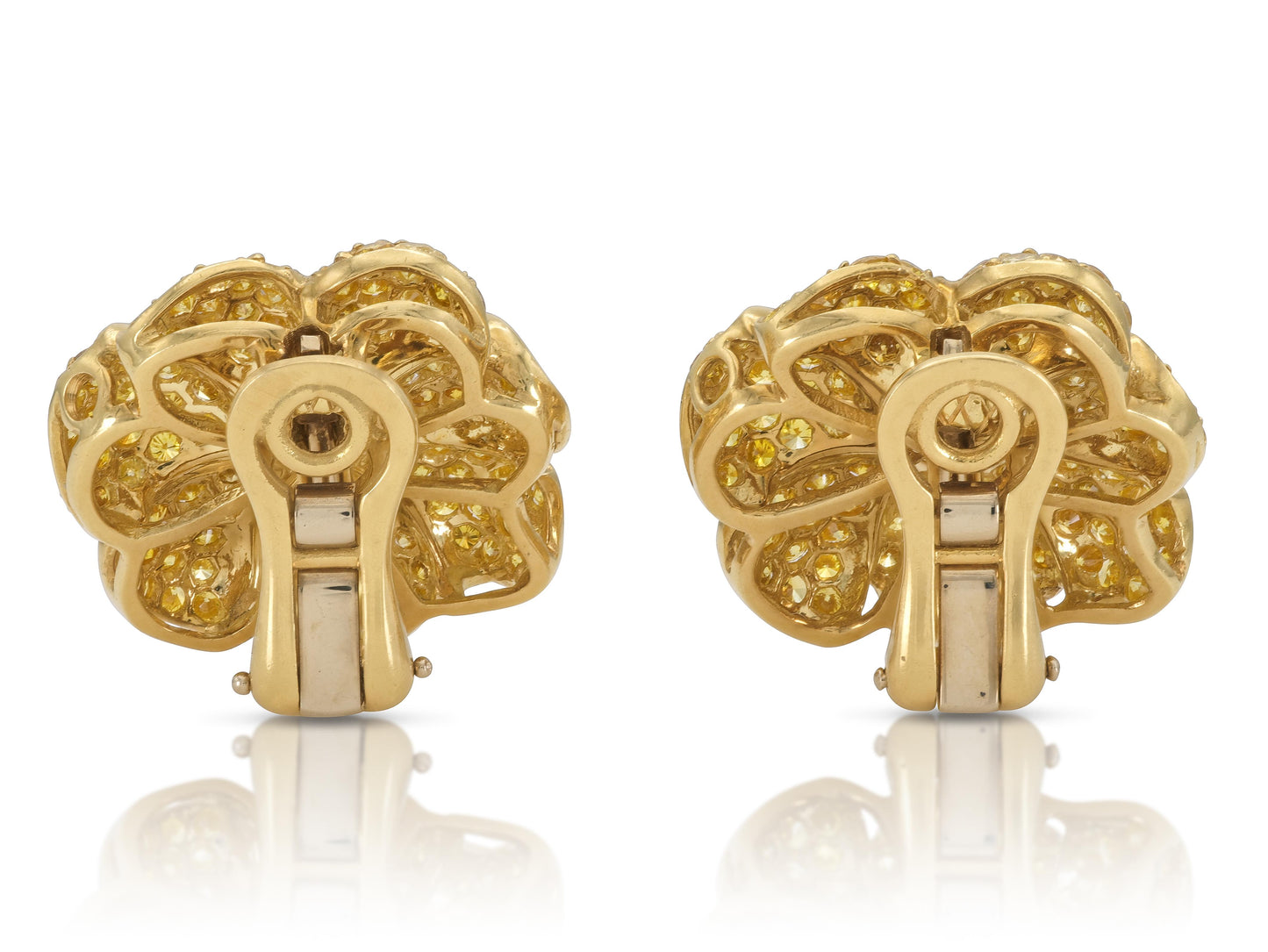 6.80 Carat Yellow and Pink Diamonds Flower Earrings