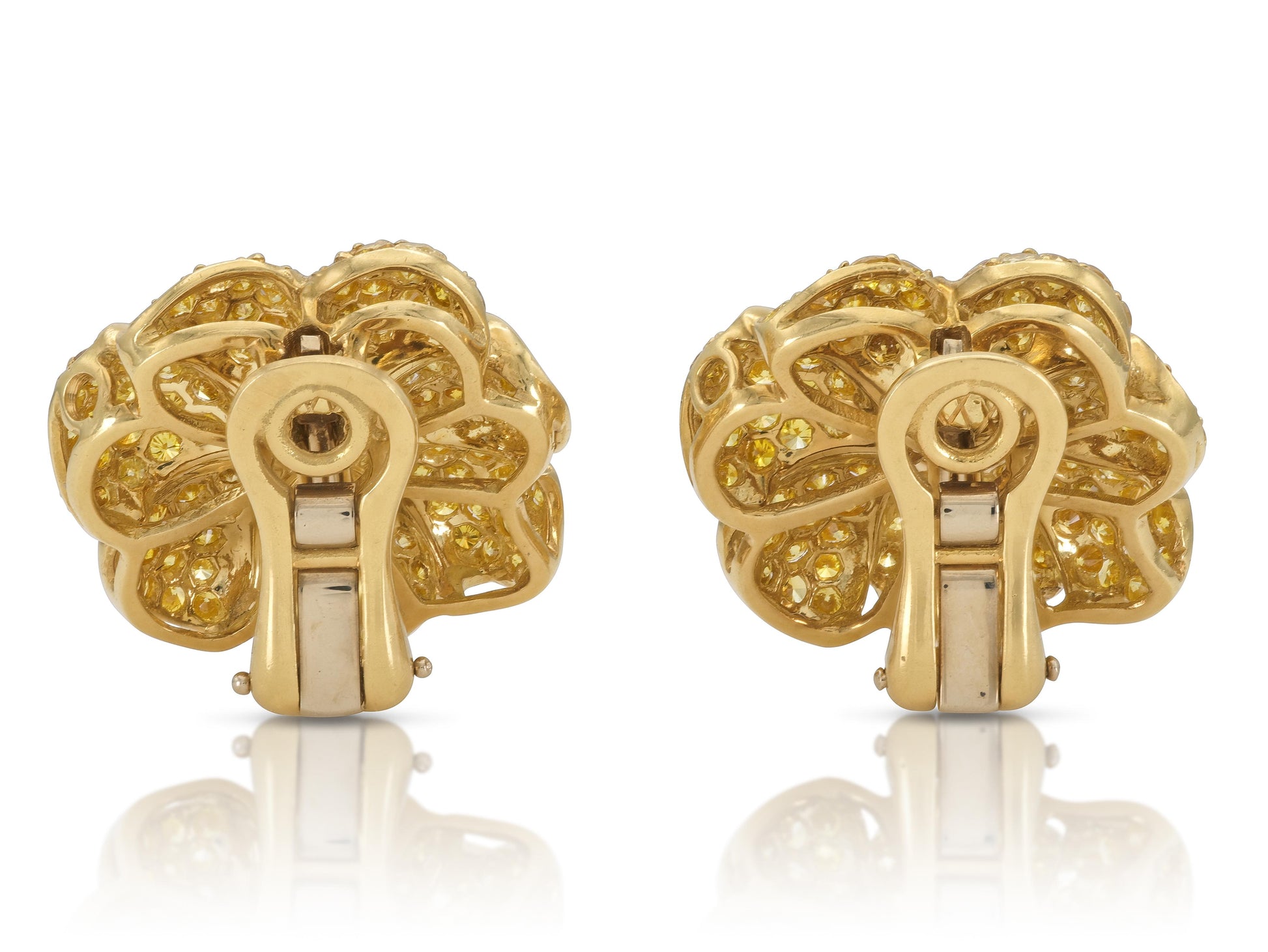 6.80 Carat Yellow and Pink Diamonds Flower Earrings