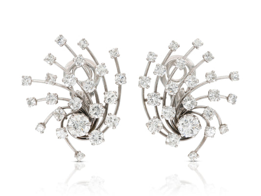 Vintage 1950s 6.00 Carat Diamond Burst Earrings