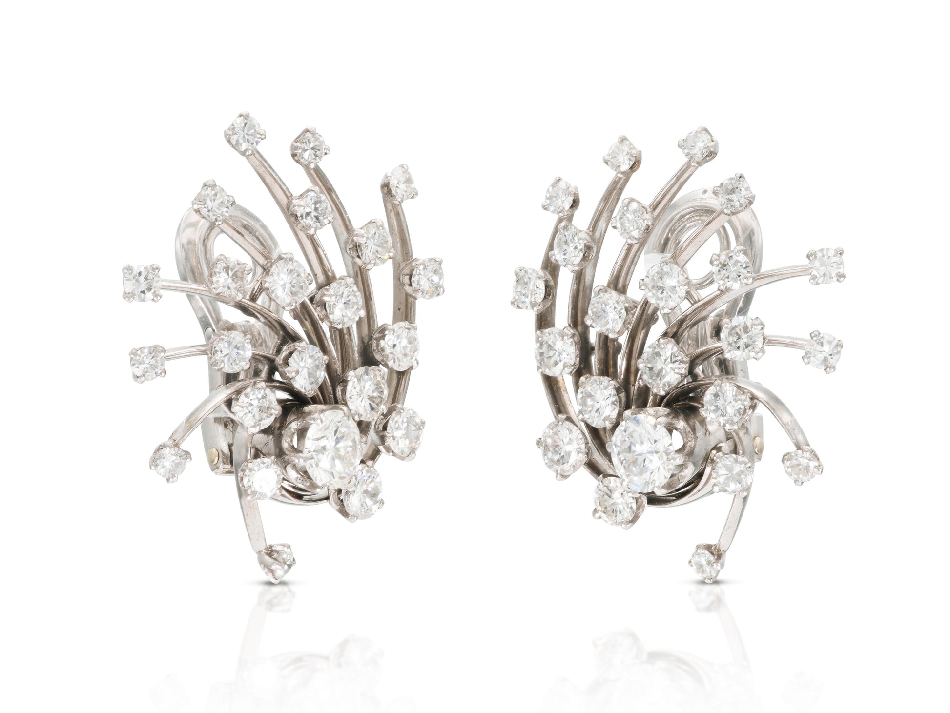 Vintage 1950s 6.00 Carat Diamond Burst Earrings