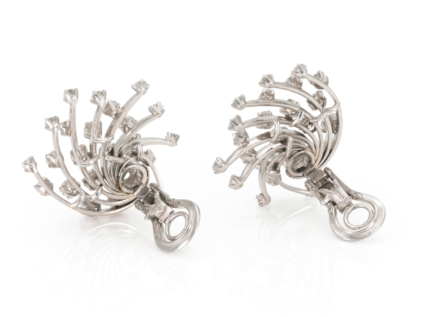 Vintage 1950s 6.00 Carat Diamond Burst Earrings