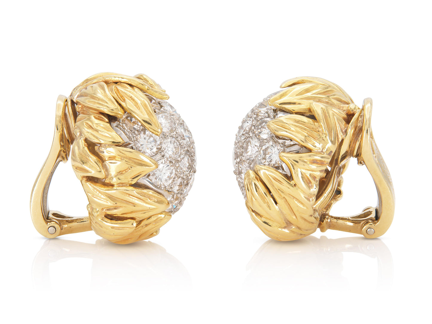 Vintage 1960s Van Cleef & Arpels 8.00 Carat Diamond and Gold Earrings