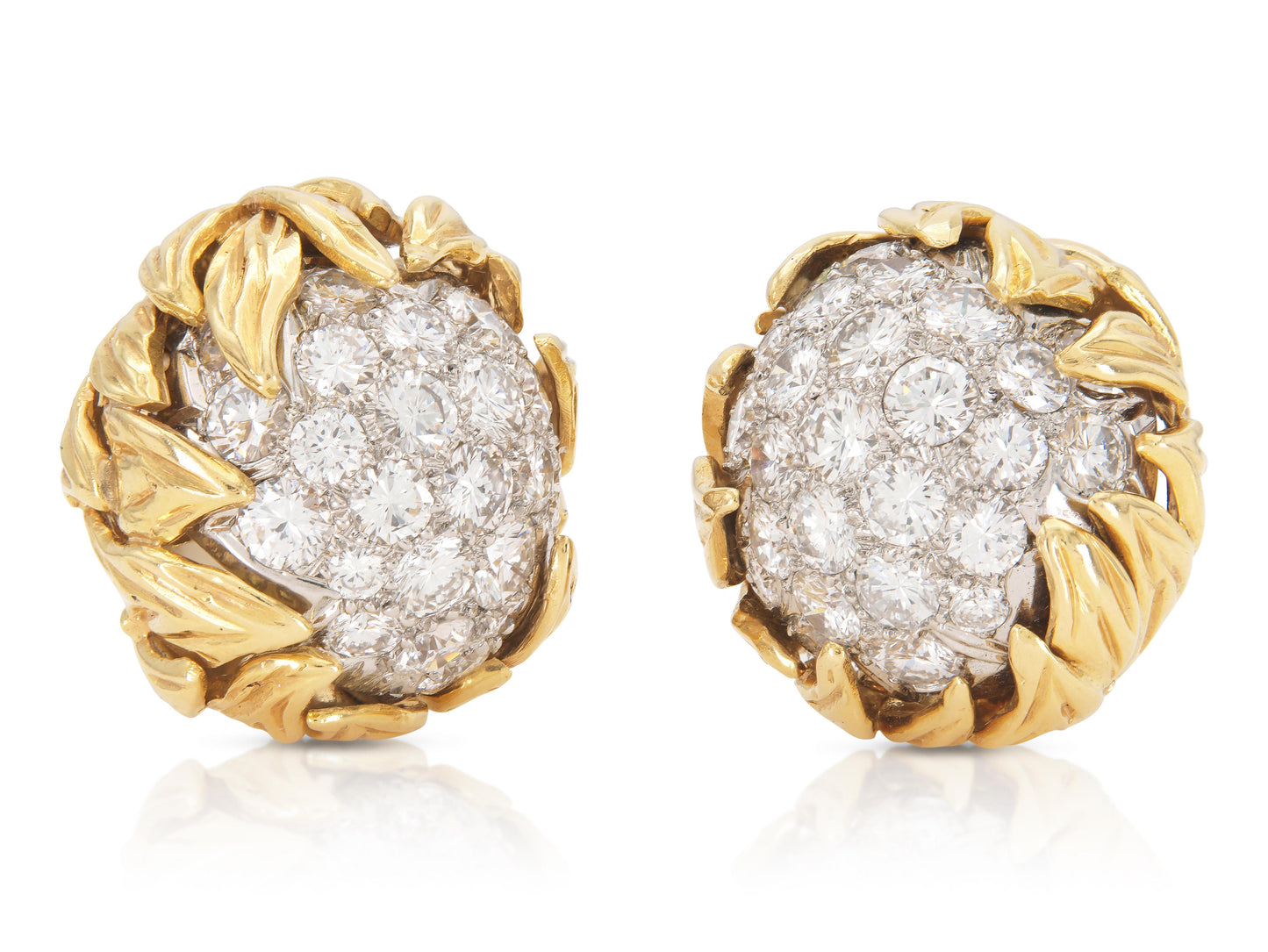 Vintage 1960s Van Cleef & Arpels 8.00 Carat Diamond and Gold Earrings