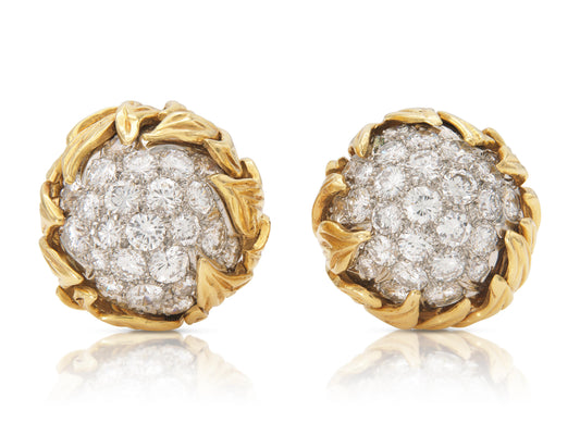 Vintage 1960s Van Cleef & Arpels 8.00 Carat Diamond and Gold Earrings