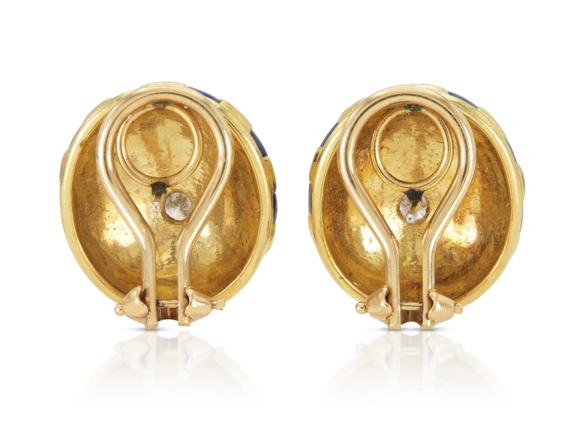 Gold, Enamel & Diamond Rayburst Earrings