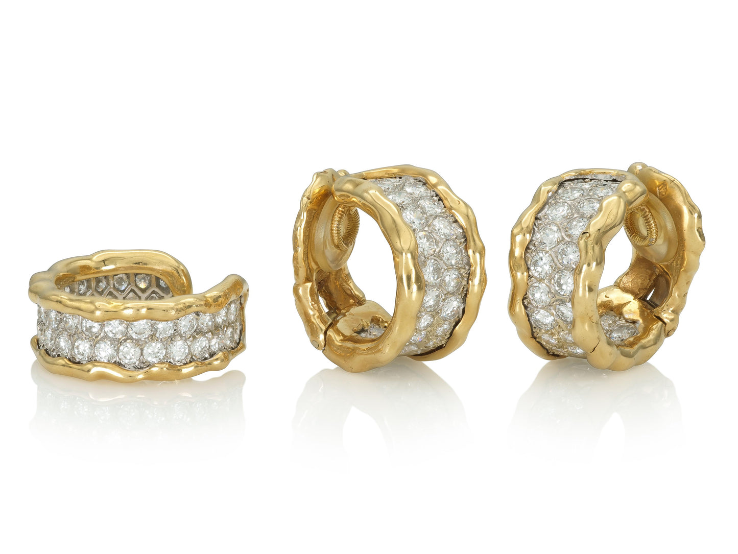 Vintage 1970s Van Cleef & Arpels Diamond Hoop Earrings and Ring Set
