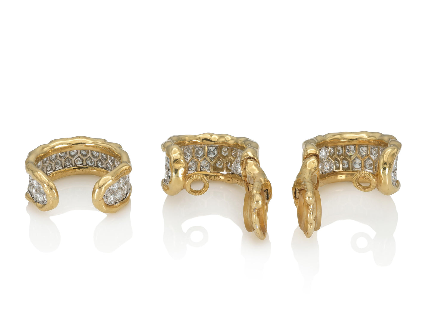 Vintage 1970s Van Cleef & Arpels Diamond Hoop Earrings and Ring Set