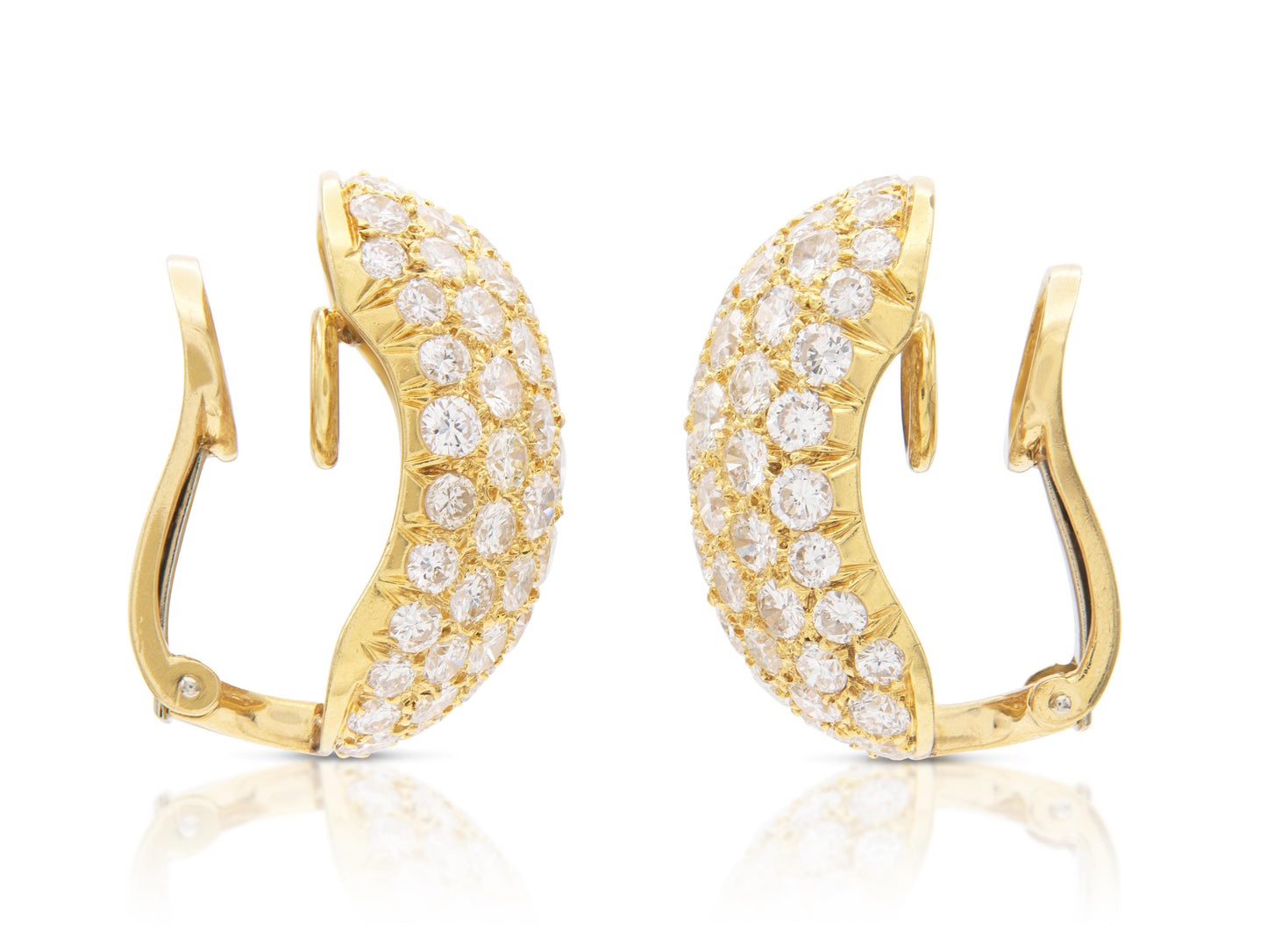 Vintage 1960s Van Cleef & Arpels 10.00 Carat Diamond Bombe Earrings