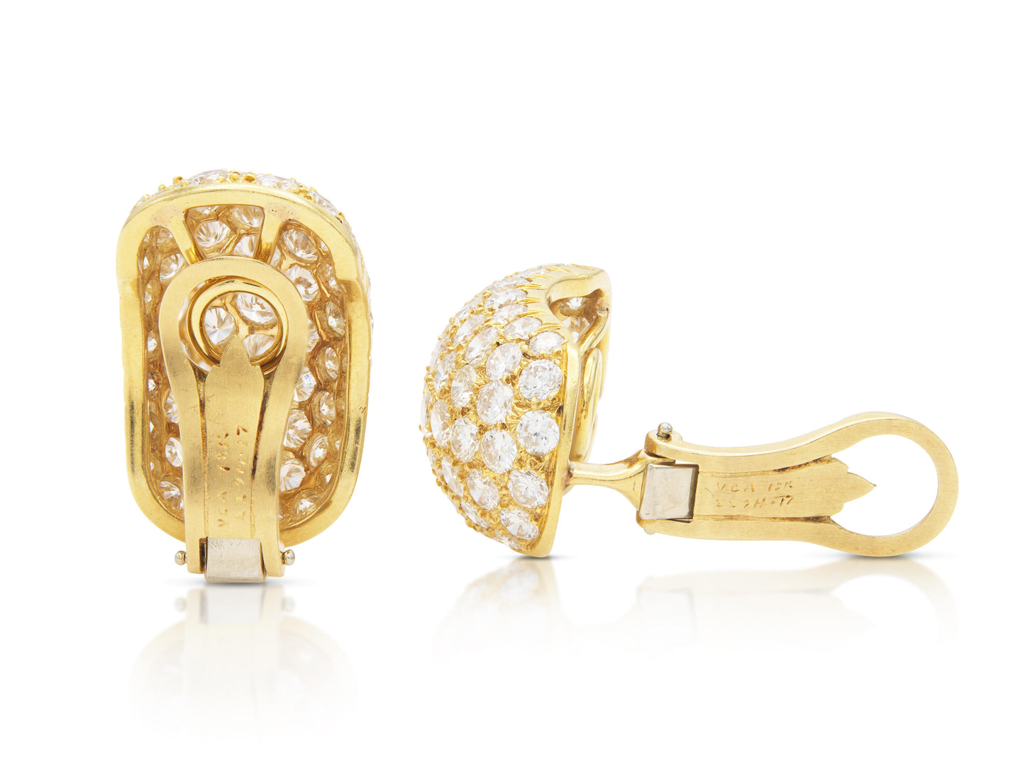 Vintage 1960s Van Cleef & Arpels 10.00 Carat Diamond Bombe Earrings
