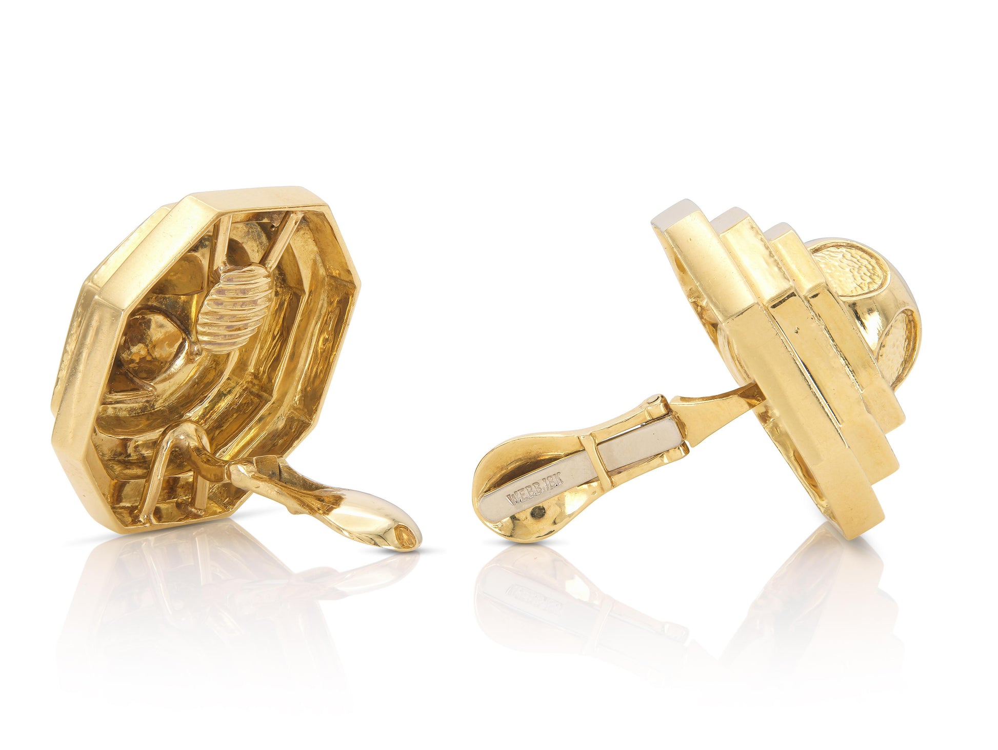 Vintage 1960s David Webb Gold Octagonal Earrings