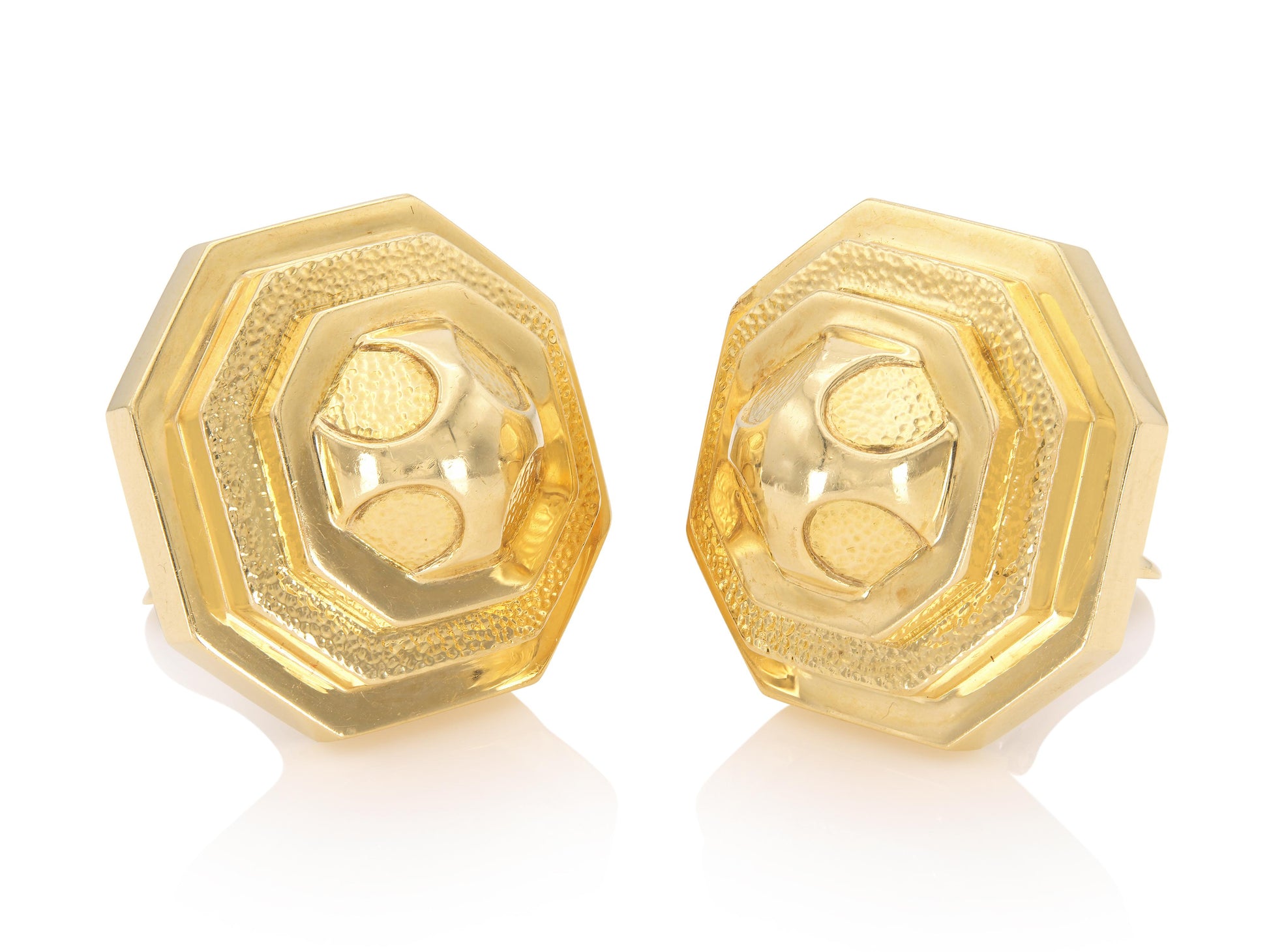 Vintage 1960s David Webb Gold Octagonal Earrings