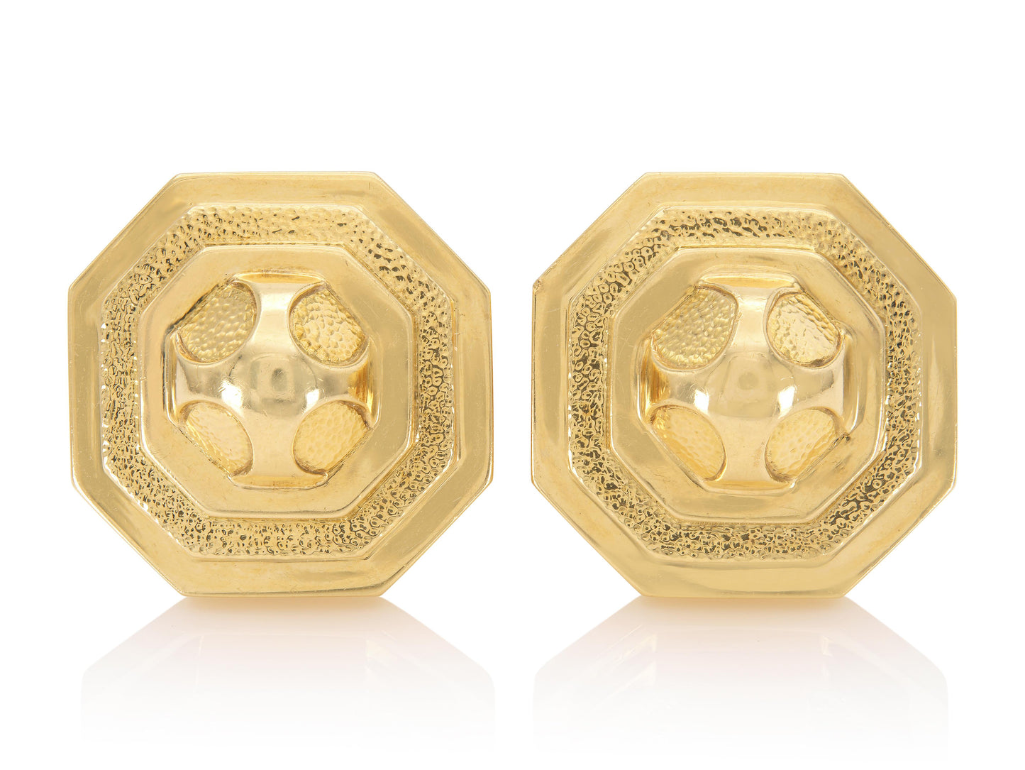 Vintage 1960s David Webb Gold Octagonal Earrings