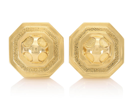 Vintage 1960s David Webb Gold Octagonal Earrings