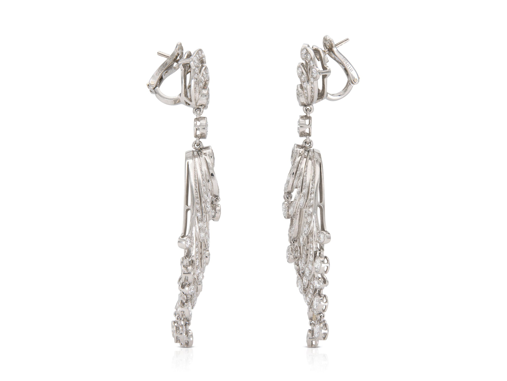 Vintage 1990s Cartier 12.50 Carat Diamond Chandelier Earrings