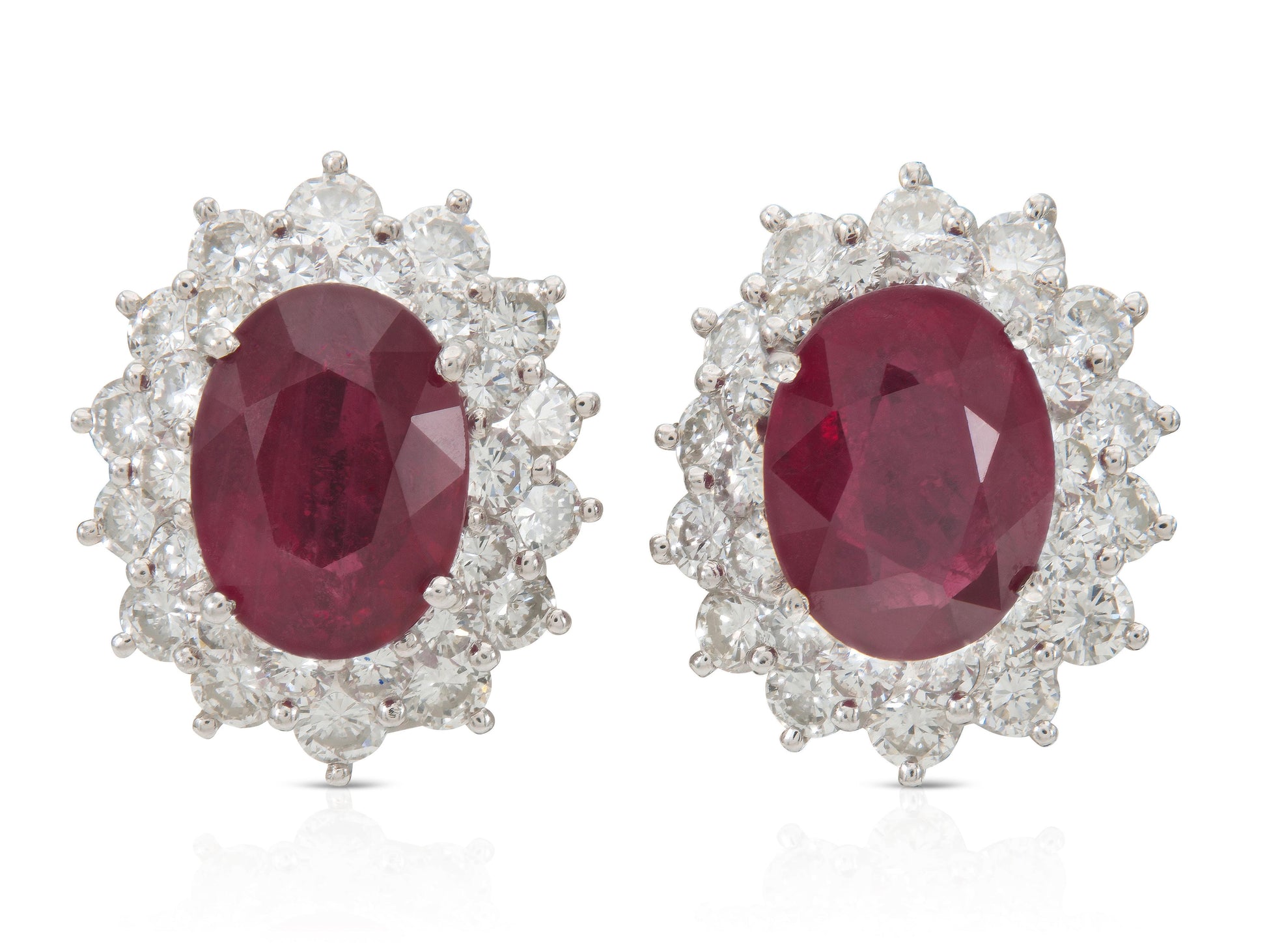 5.00 Carat Oval Rubies and 3.50 Carat Diamond Earrings