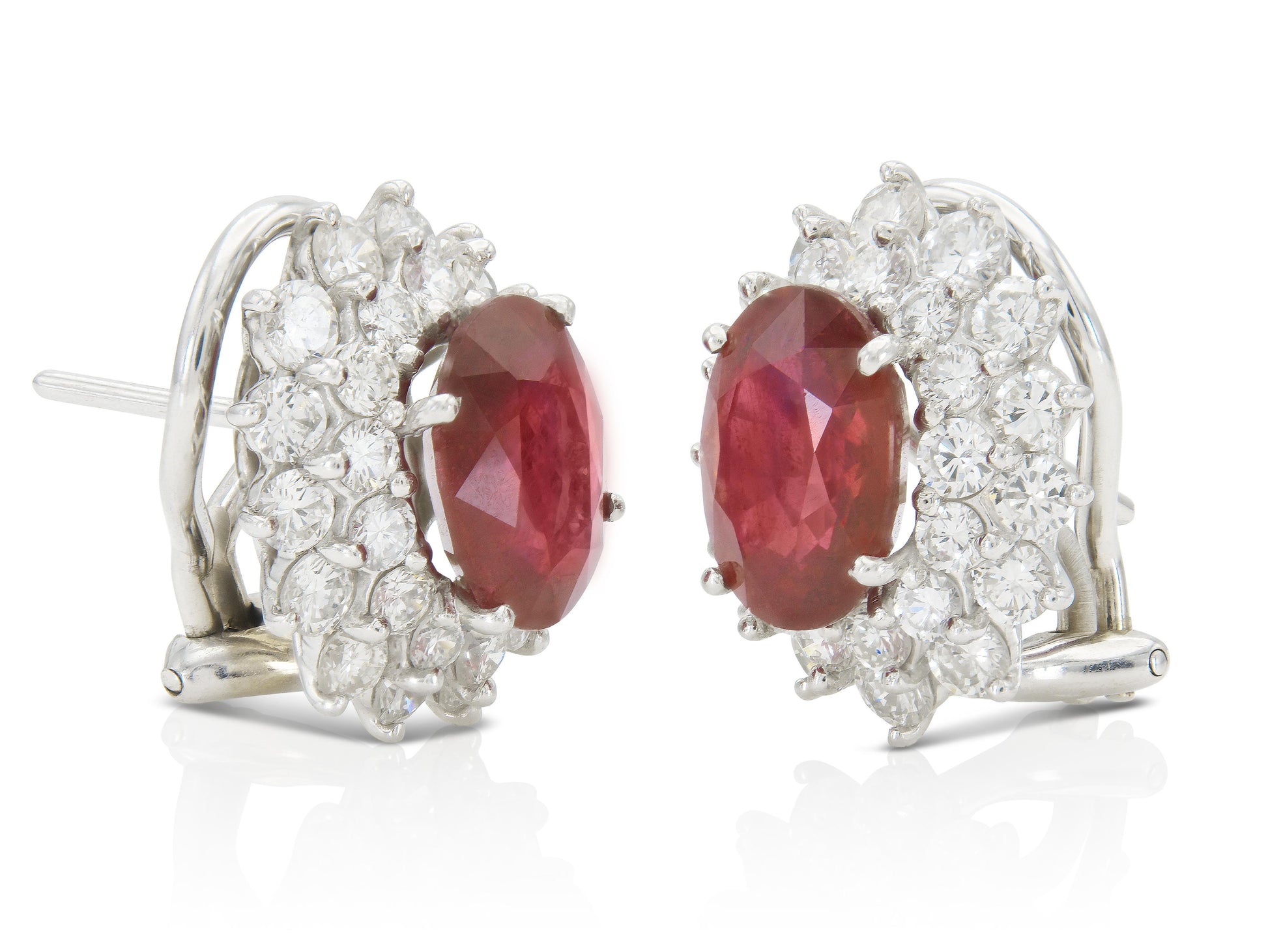 5.00 Carat Oval Rubies and 3.50 Carat Diamond Earrings
