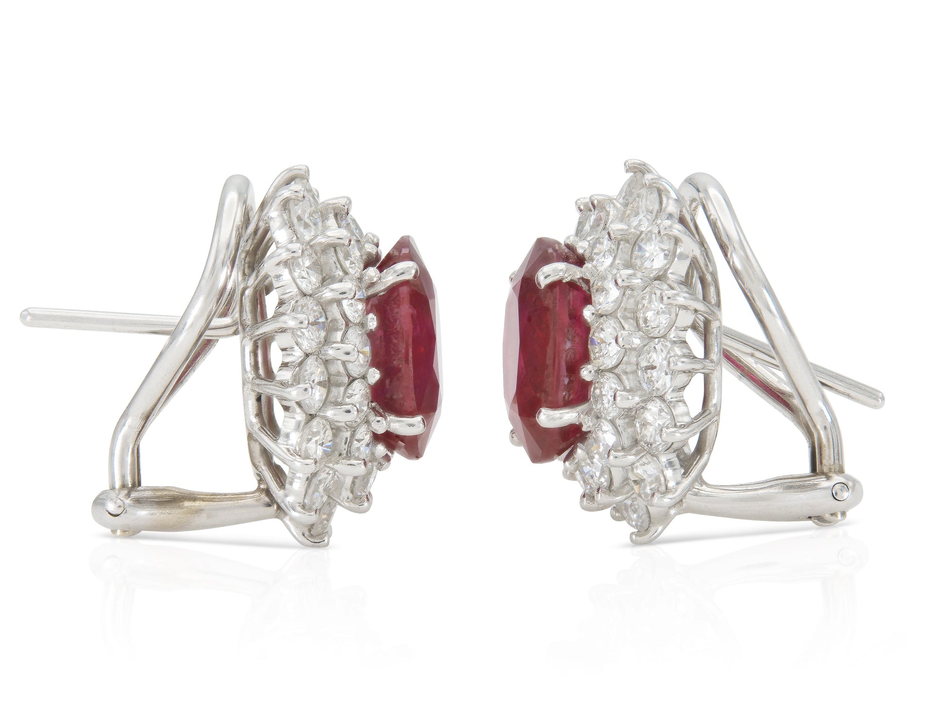 5.00 Carat Oval Rubies and 3.50 Carat Diamond Earrings