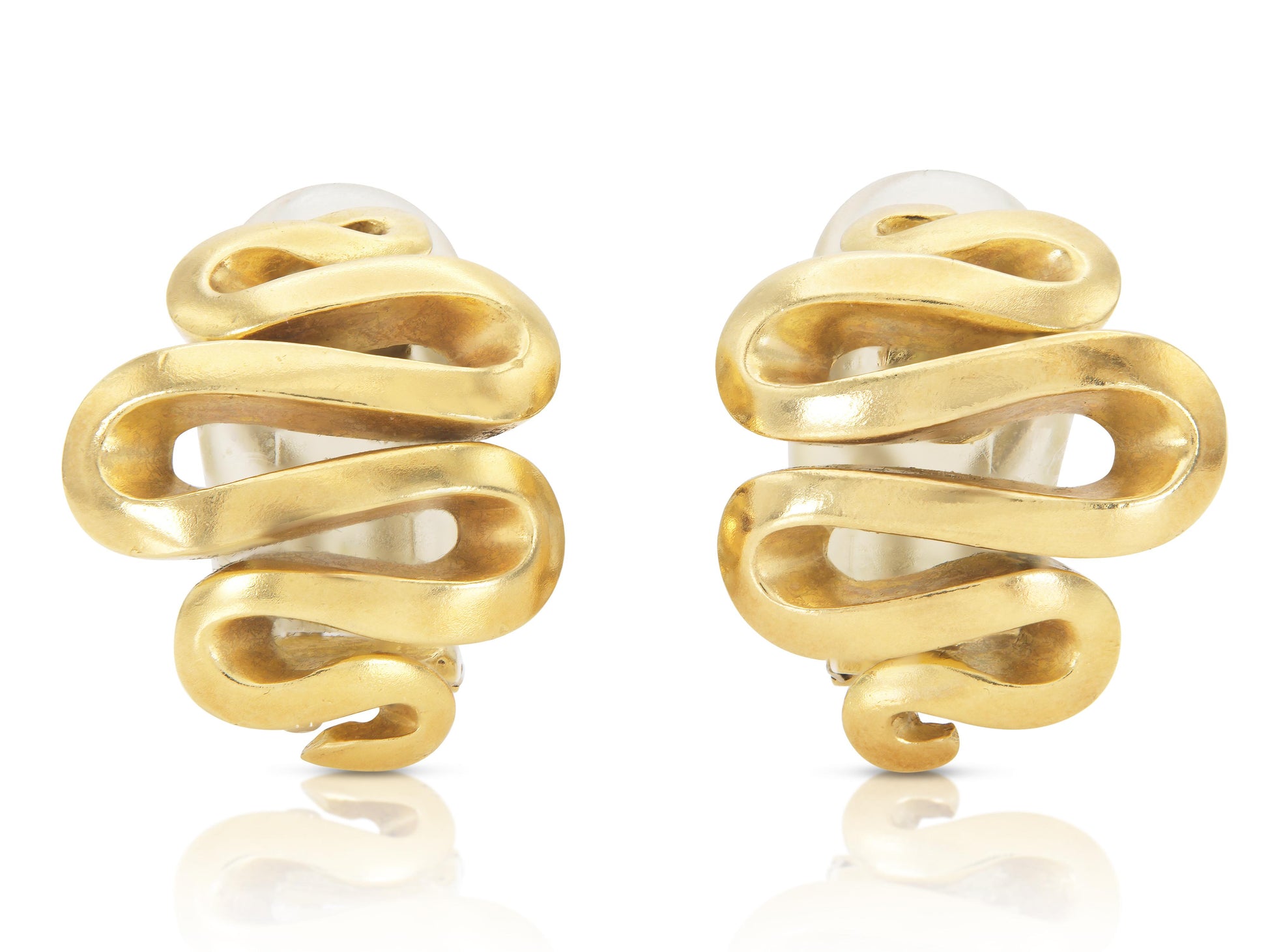 Vintage 1980s Gold Squiggle Earrings