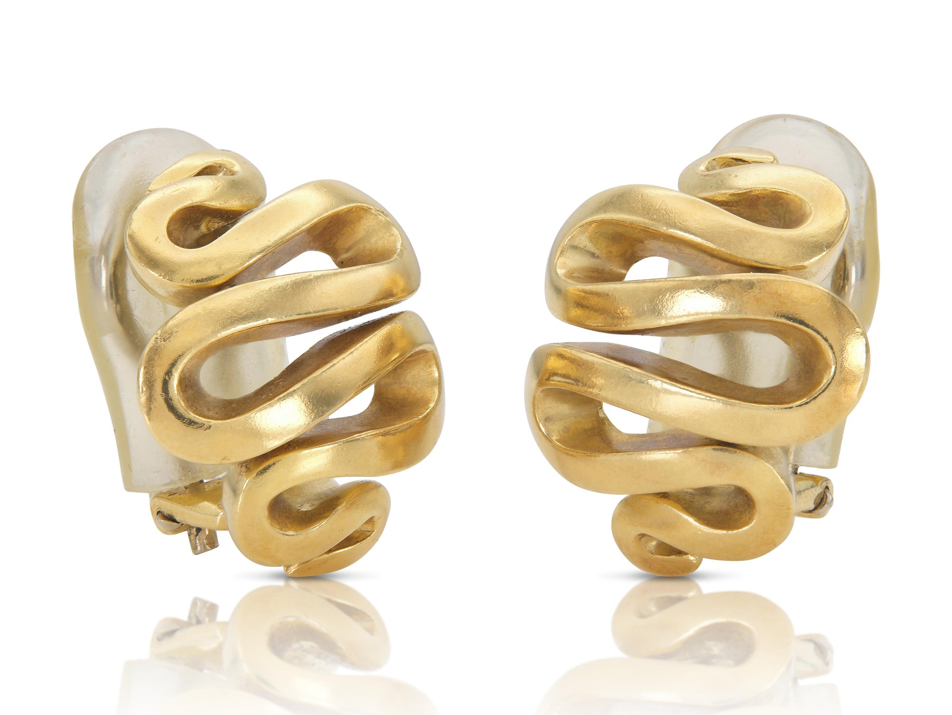 Vintage 1980s Gold Squiggle Earrings
