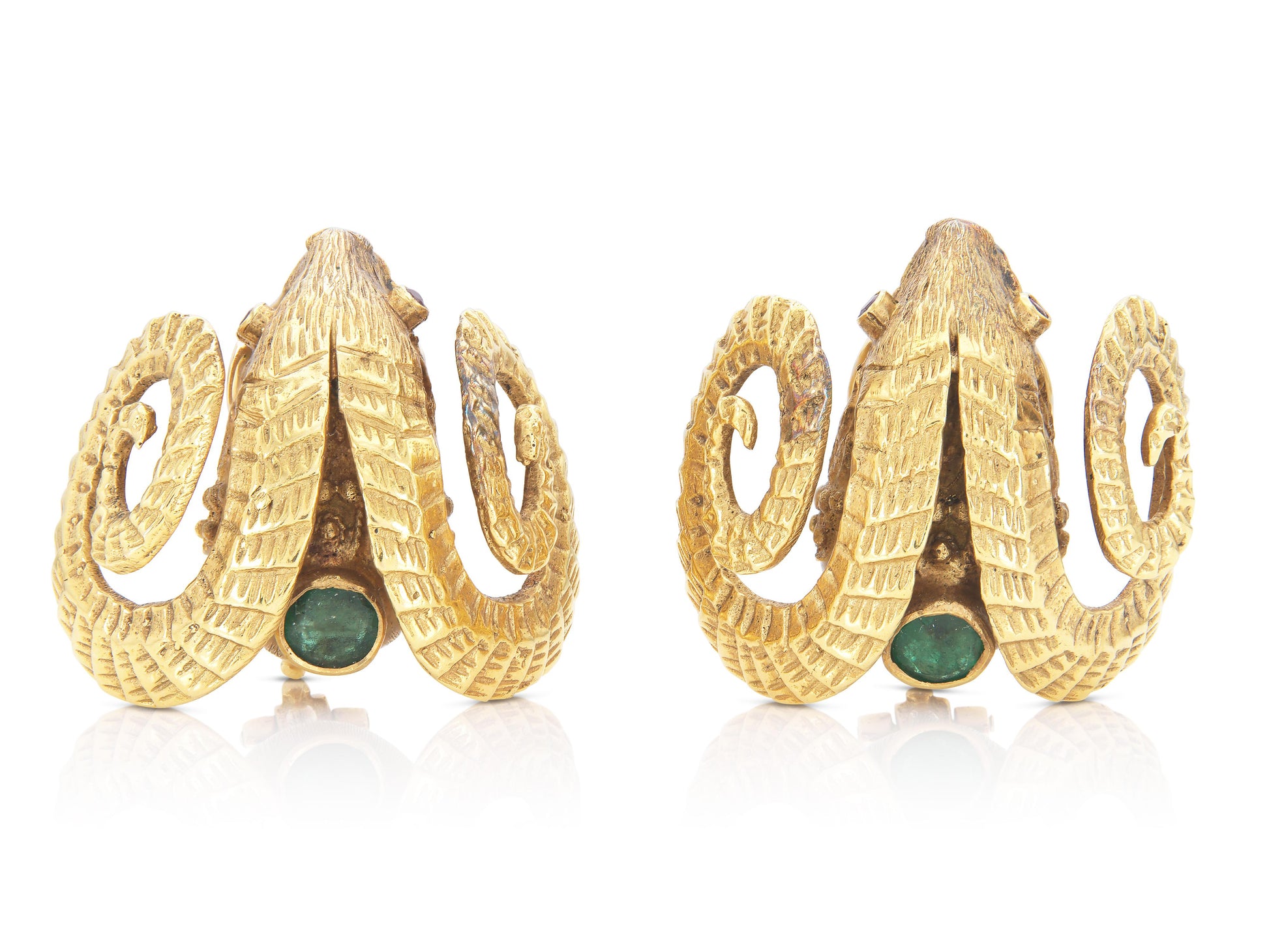 Vintage 1970s Gold Ram Earrings