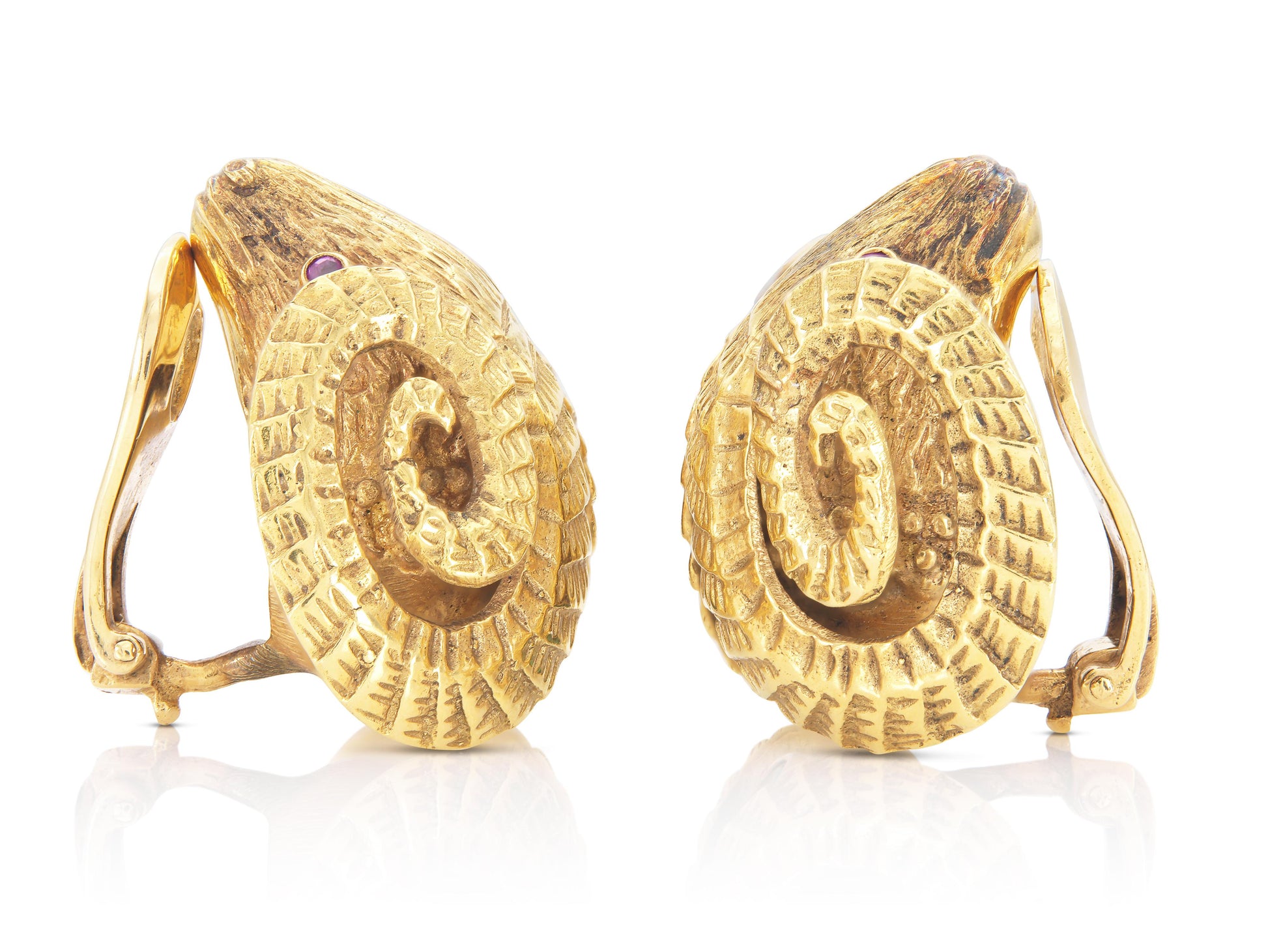 Vintage 1970s Gold Ram Earrings