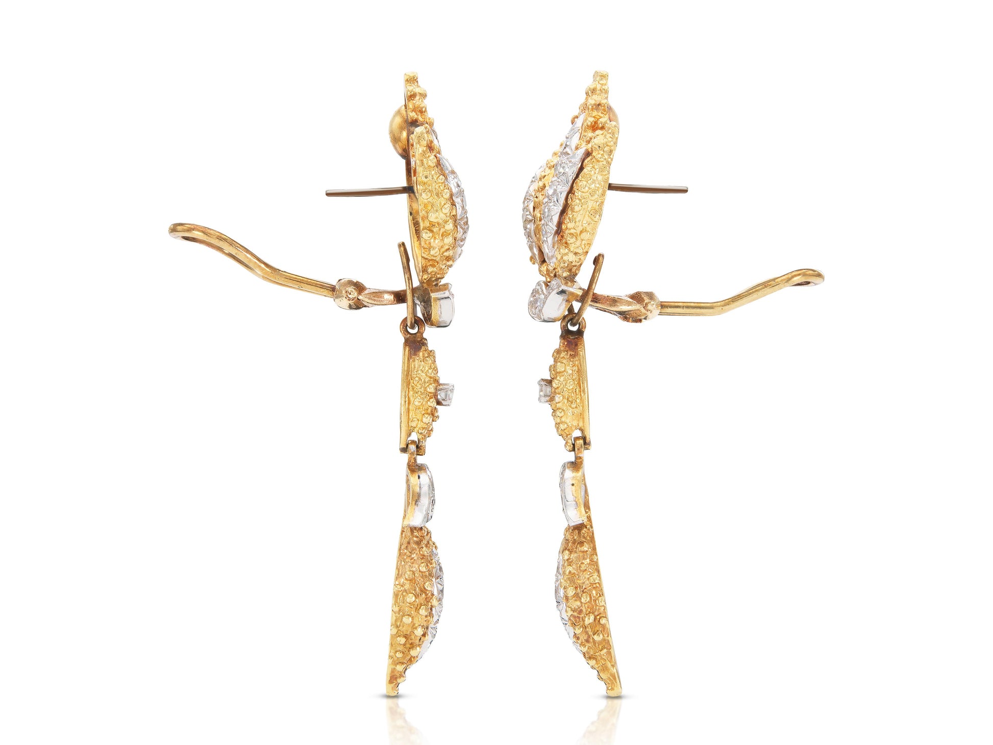 Vintage 1950s 1.50 Carat Diamond Leaf Dangle Earrings
