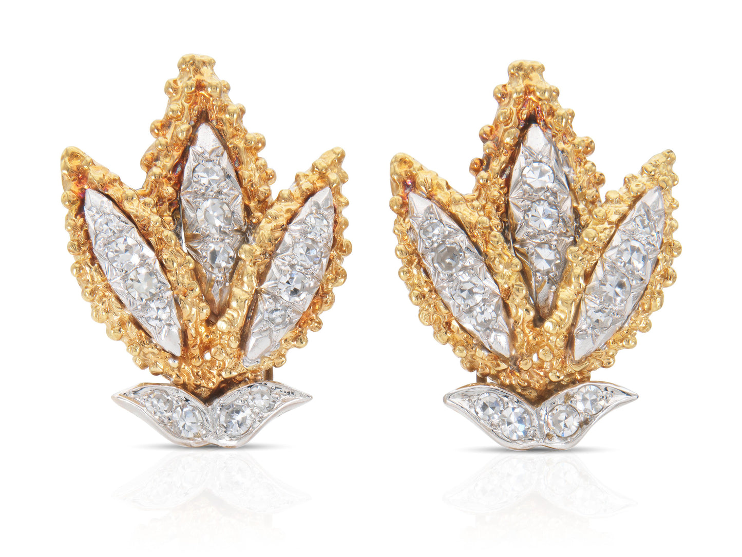 Vintage 1950s 1.50 Carat Diamond Leaf Dangle Earrings
