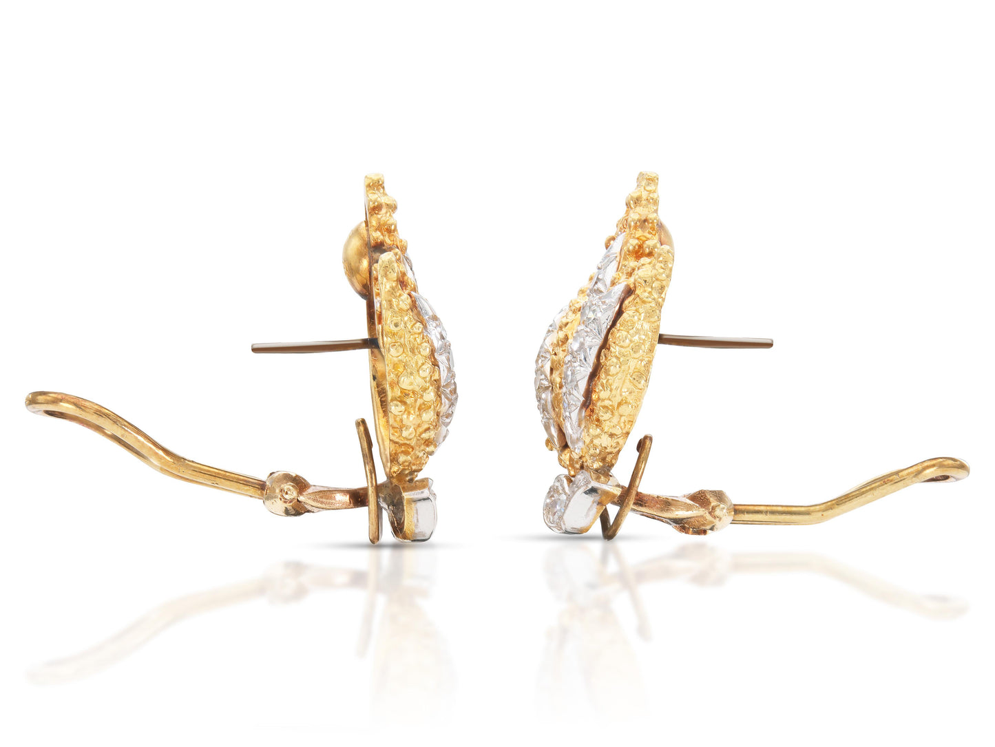 Vintage 1950s 1.50 Carat Diamond Leaf Dangle Earrings