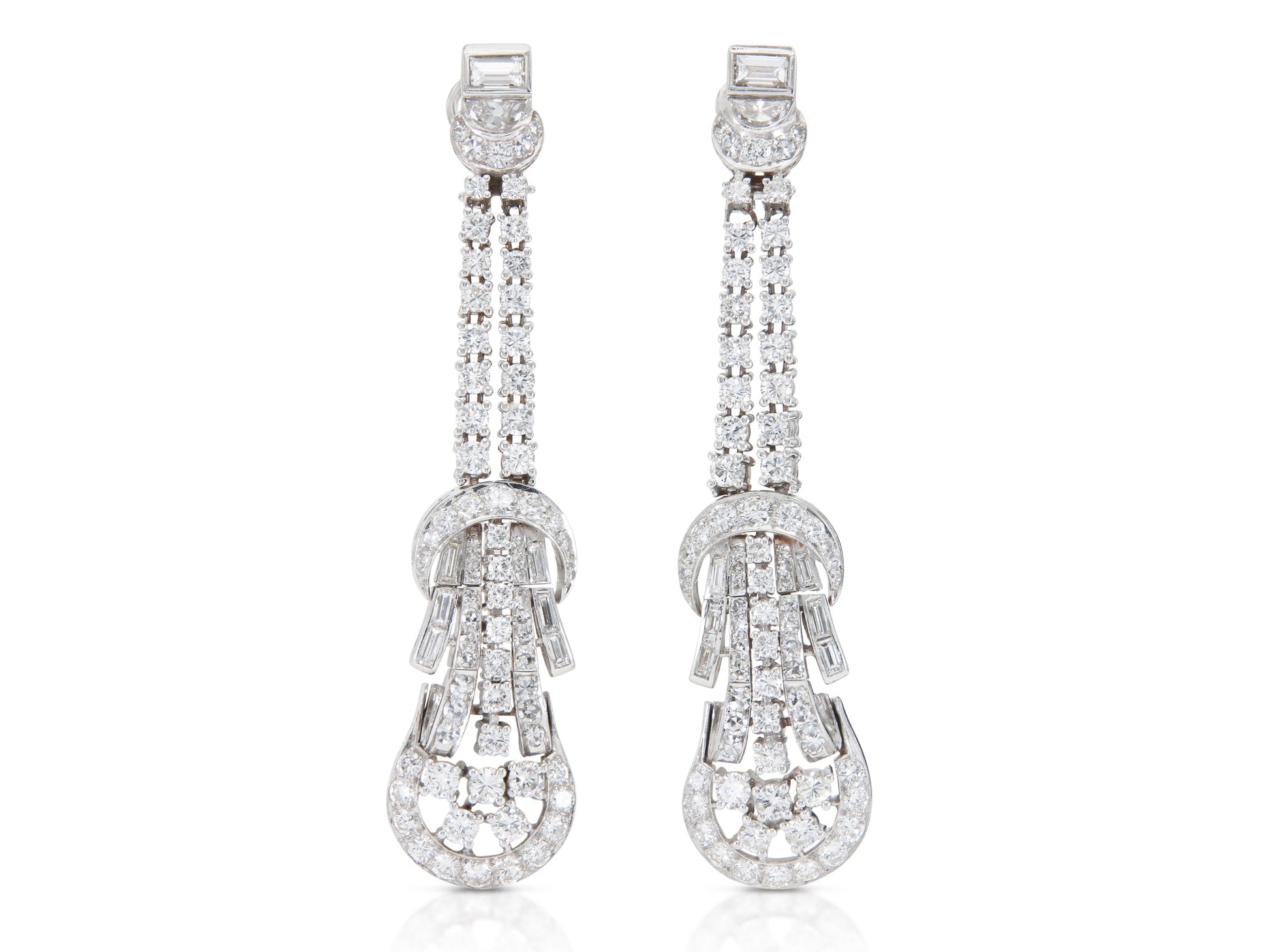 Vintage 1950s 7.50 Carat Diamond Dangle Earrings