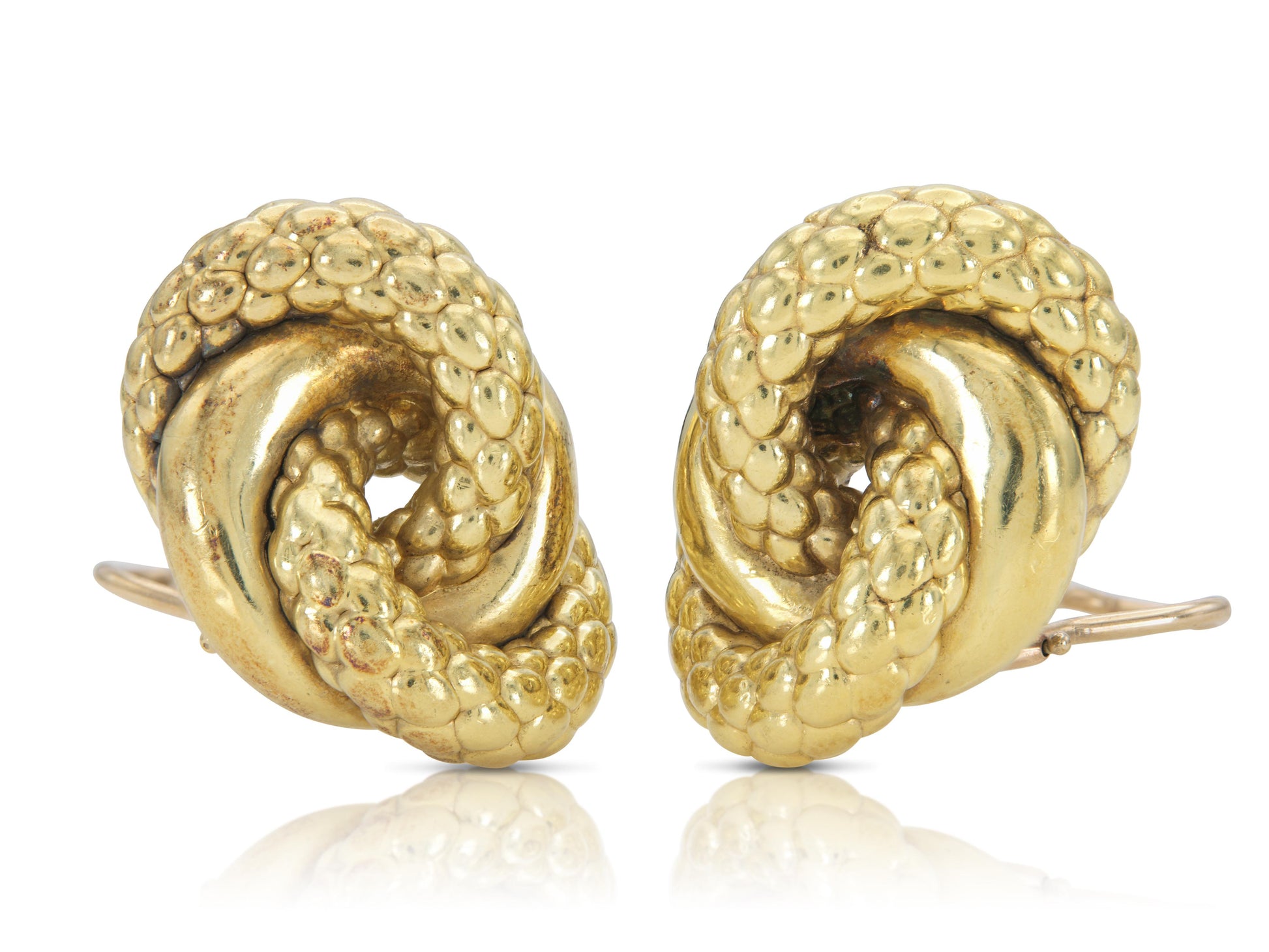 Vintage 1970s Gold Scales Knot Earrings