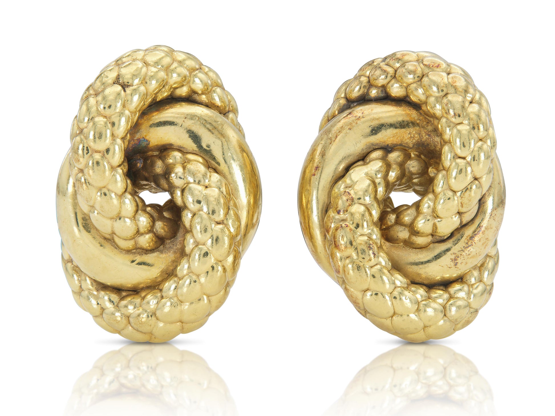 Vintage 1970s Gold Scales Knot Earrings