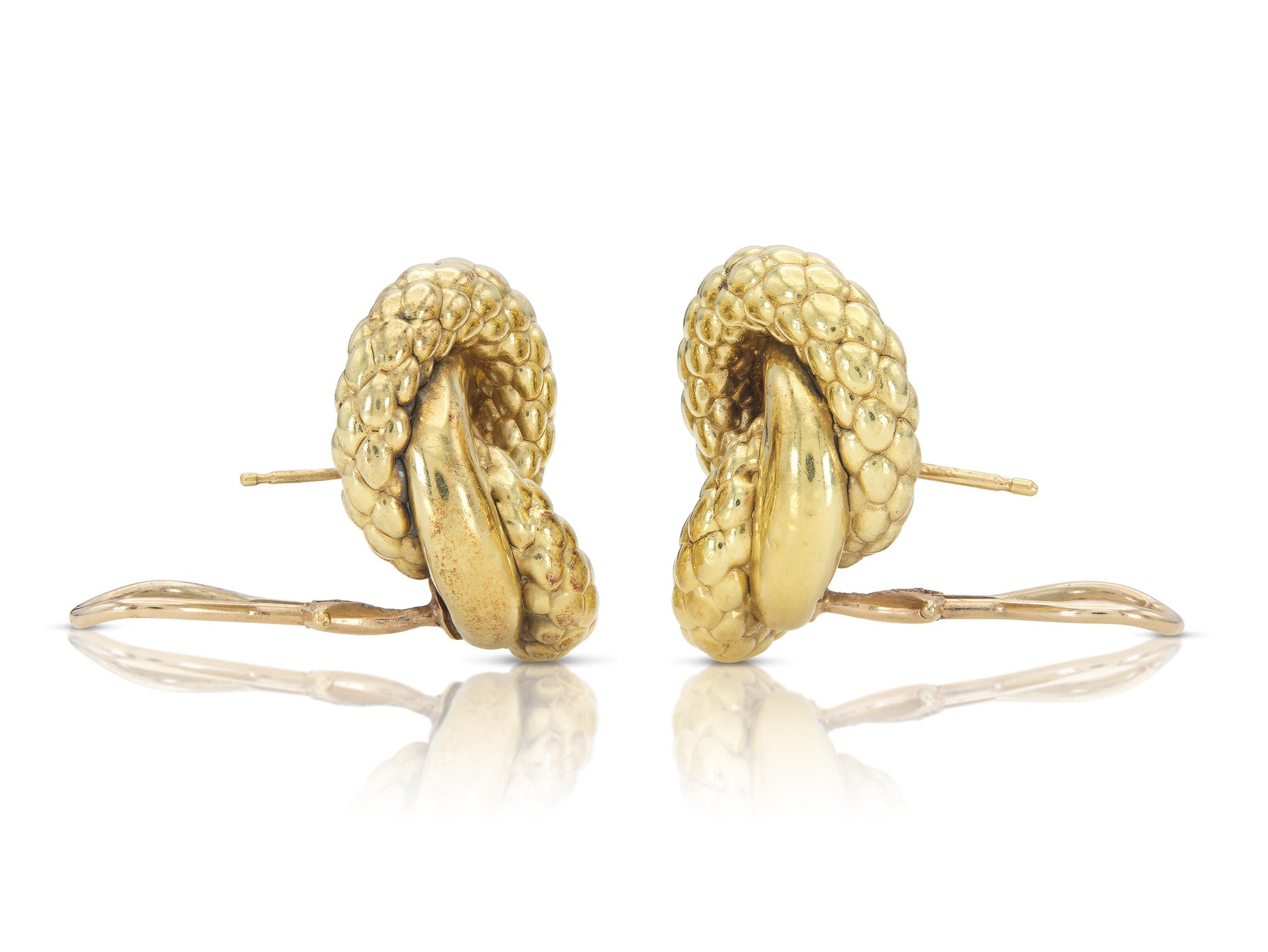Vintage 1970s Gold Scales Knot Earrings