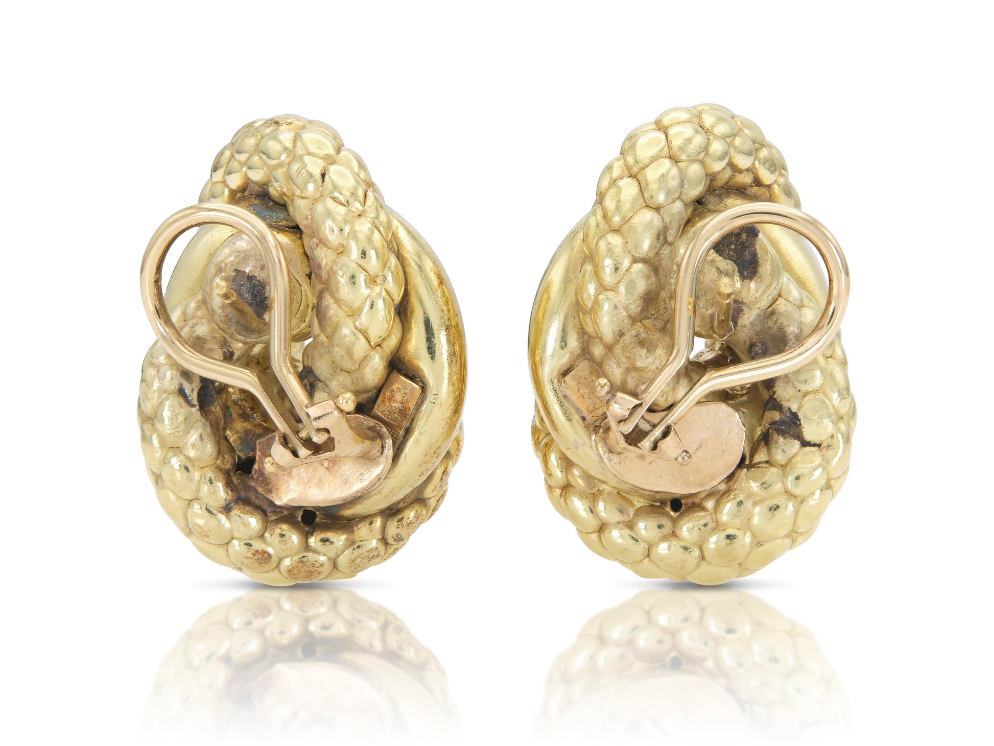 Vintage 1970s Gold Scales Knot Earrings