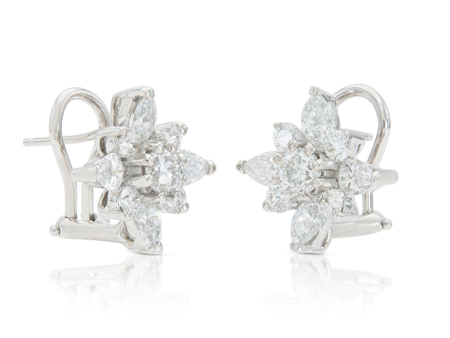3.00 Carat Diamond Flower Earrings