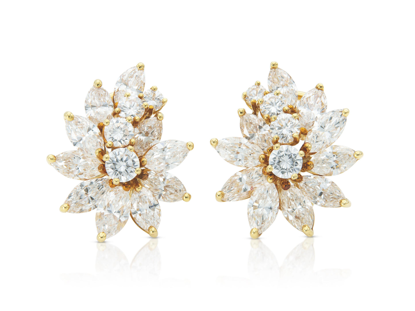 Vintage 1960s Cartier 8.70 Carat Diamond Cluster Earrings