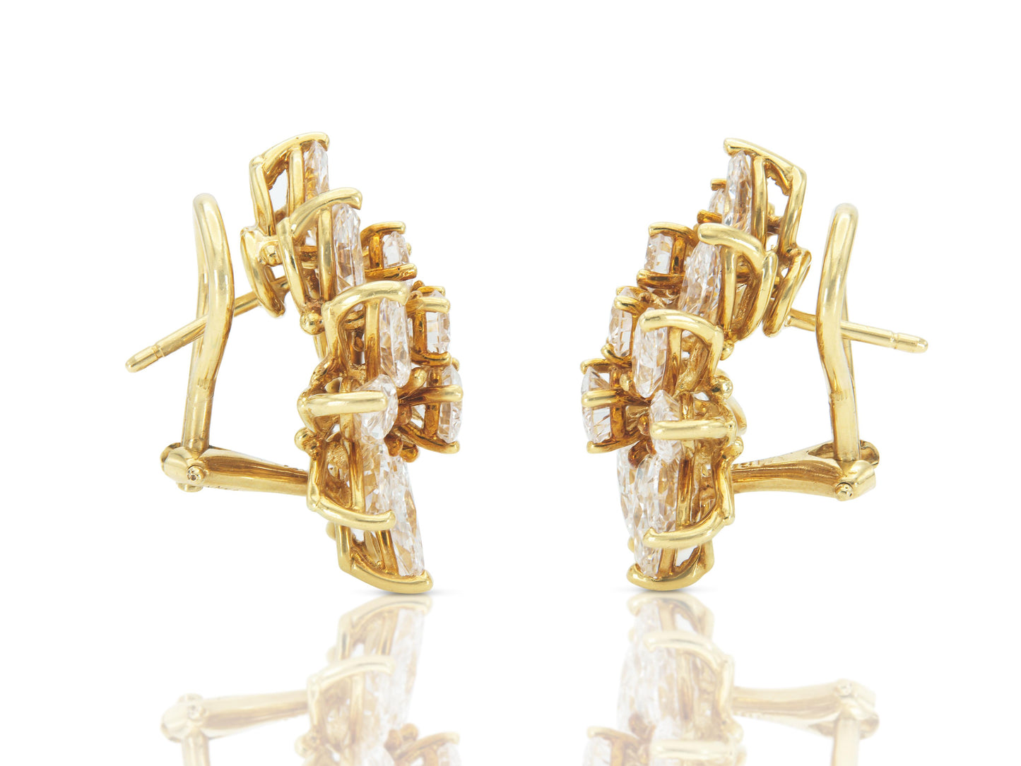 Vintage 1960s Cartier 8.70 Carat Diamond Cluster Earrings