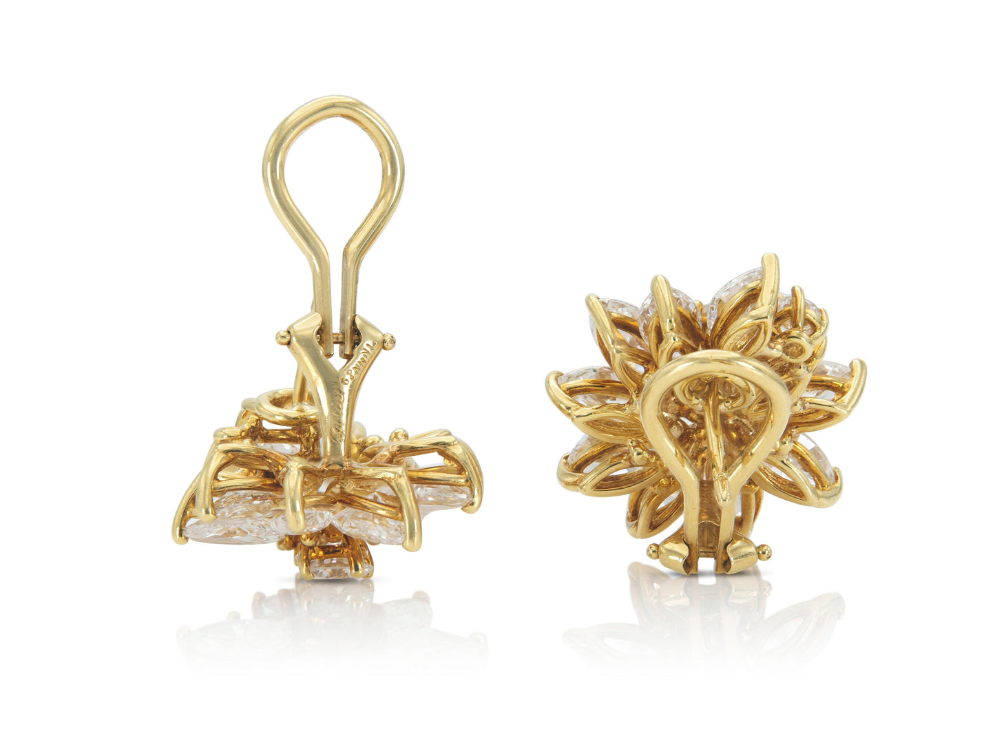 Vintage 1960s Cartier 8.70 Carat Diamond Cluster Earrings