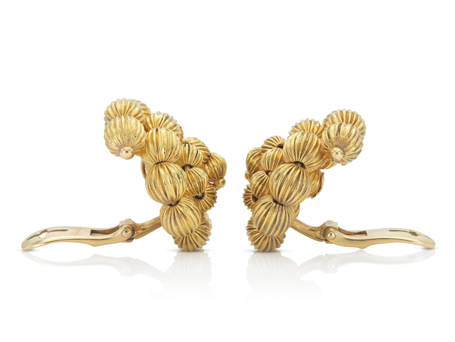 Vintage 1960s Lalaounis Textured Gold Balls Swirl Earrings