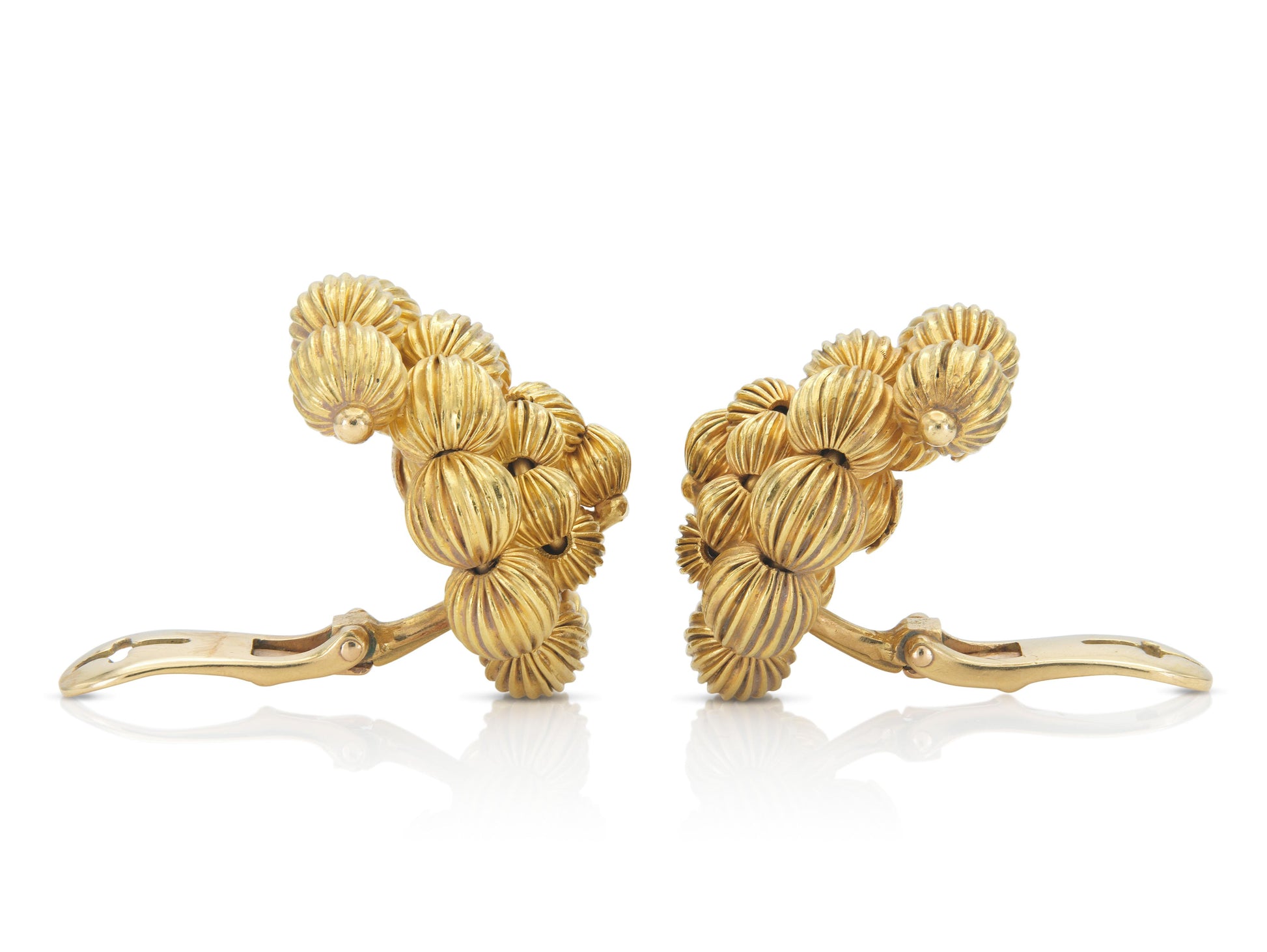 Vintage 1960s Lalaounis Textured Gold Balls Swirl Earrings