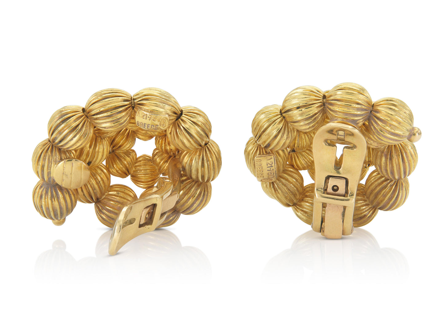 Vintage 1960s Lalaounis Textured Gold Balls Swirl Earrings