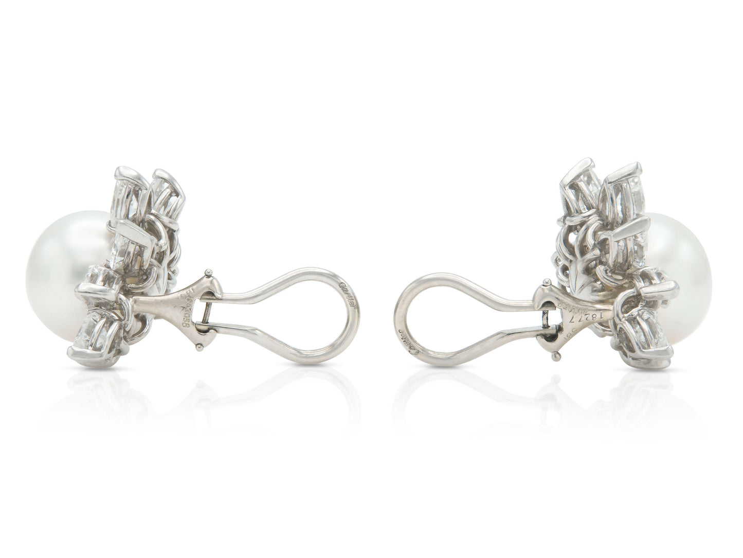 Vintage 1980s Cartier Pearl and Diamond Earrings