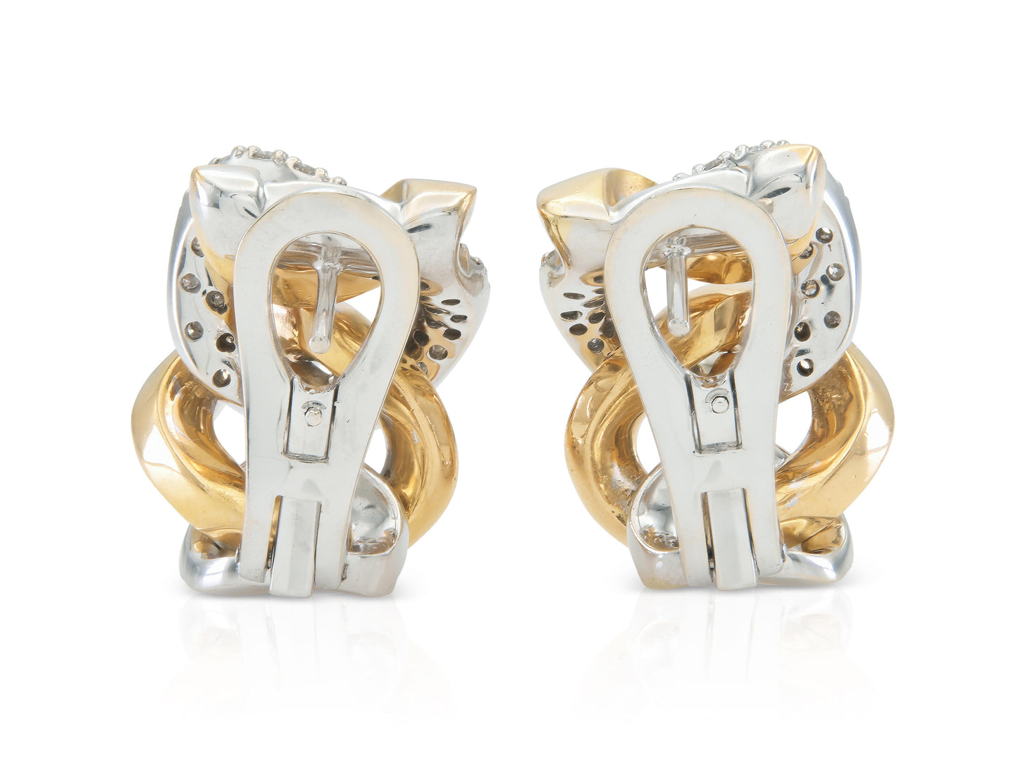 3.00 Carat Diamond & Gold Link Huggie Earrings