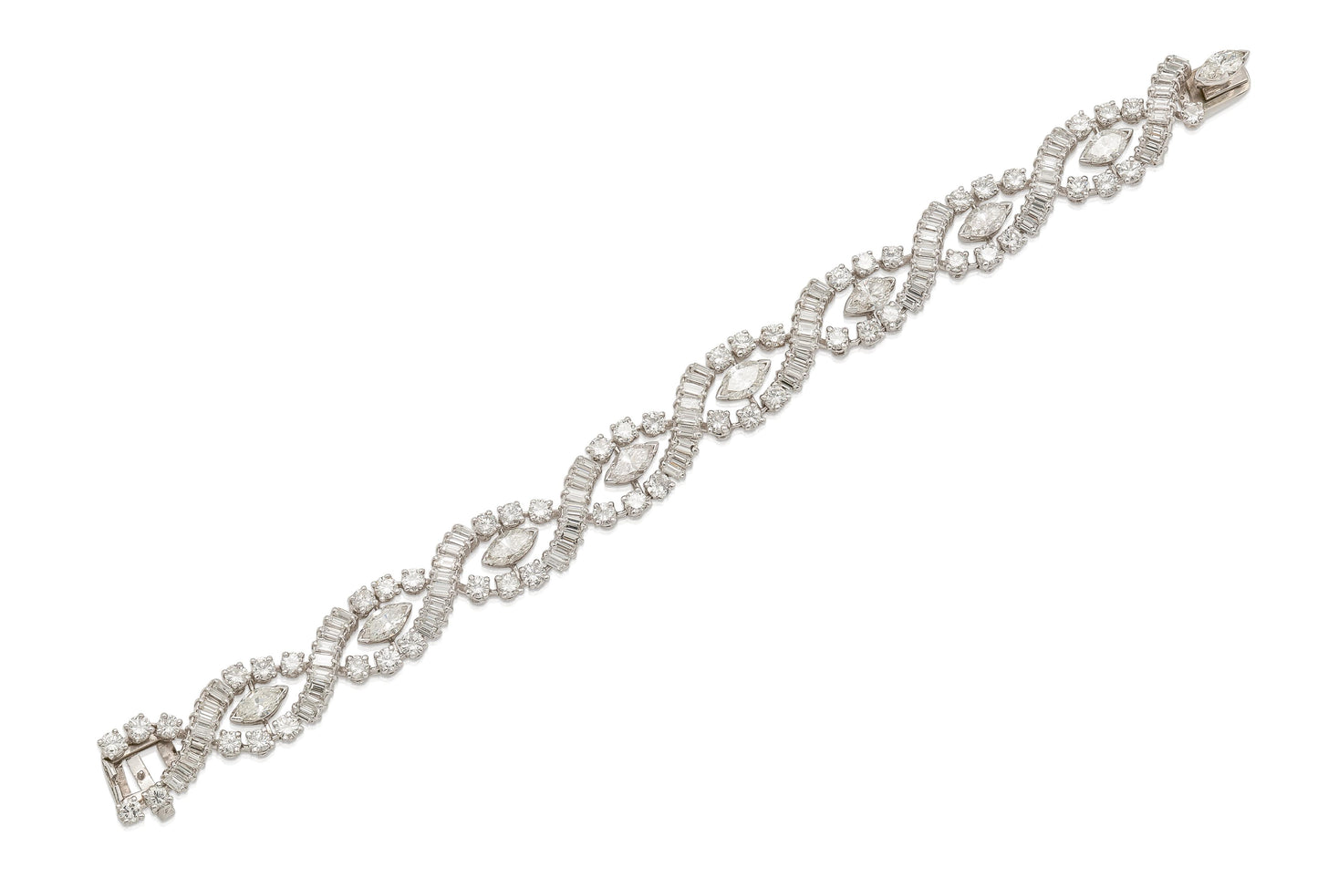Vintage 1950s 16.00 Carat Mixed Cut Diamond Bracelet
