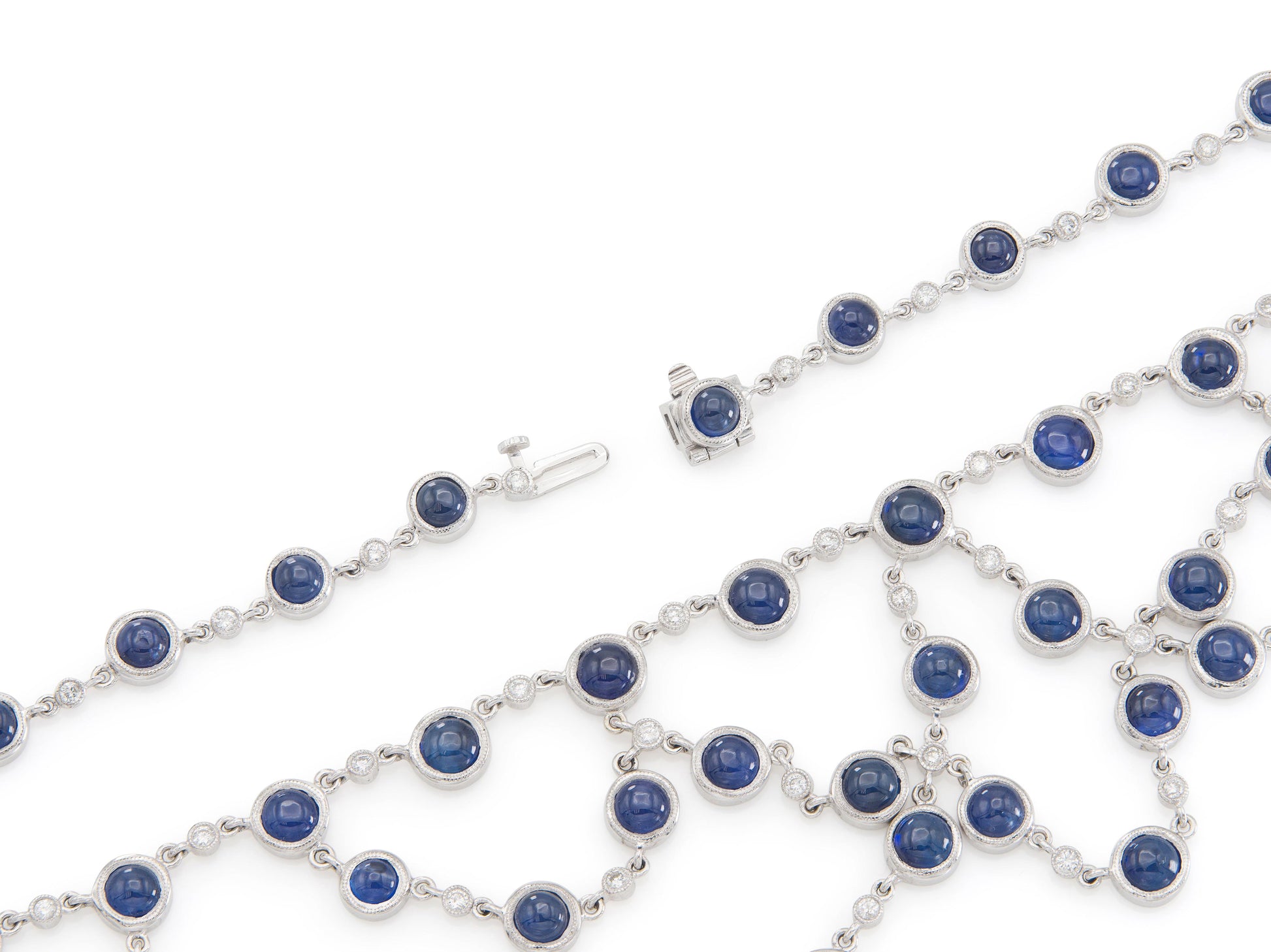 43.00 Carat Cabochon Sapphire Necklace with Diamonds
