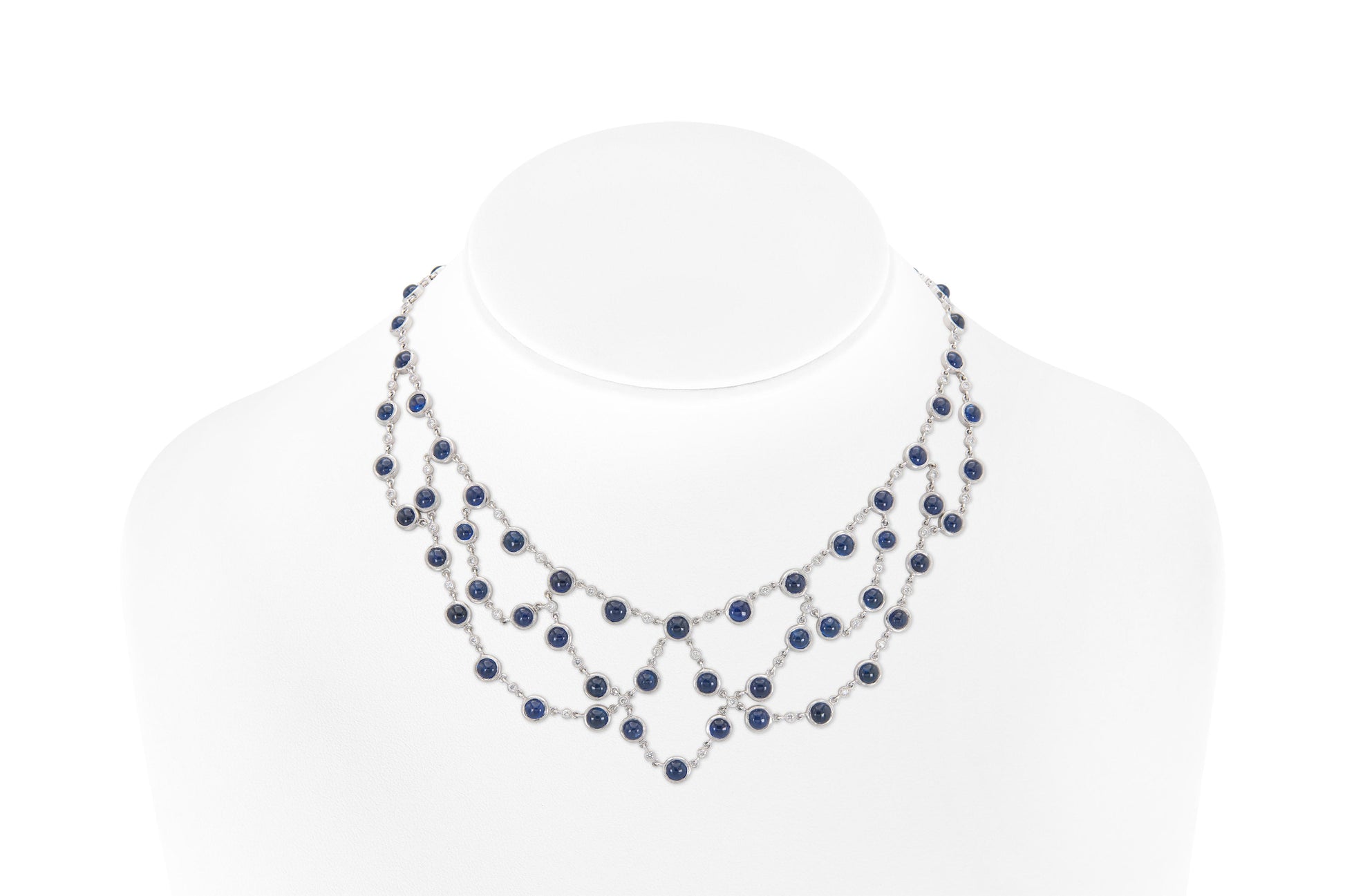 43.00 Carat Cabochon Sapphire Necklace with Diamonds