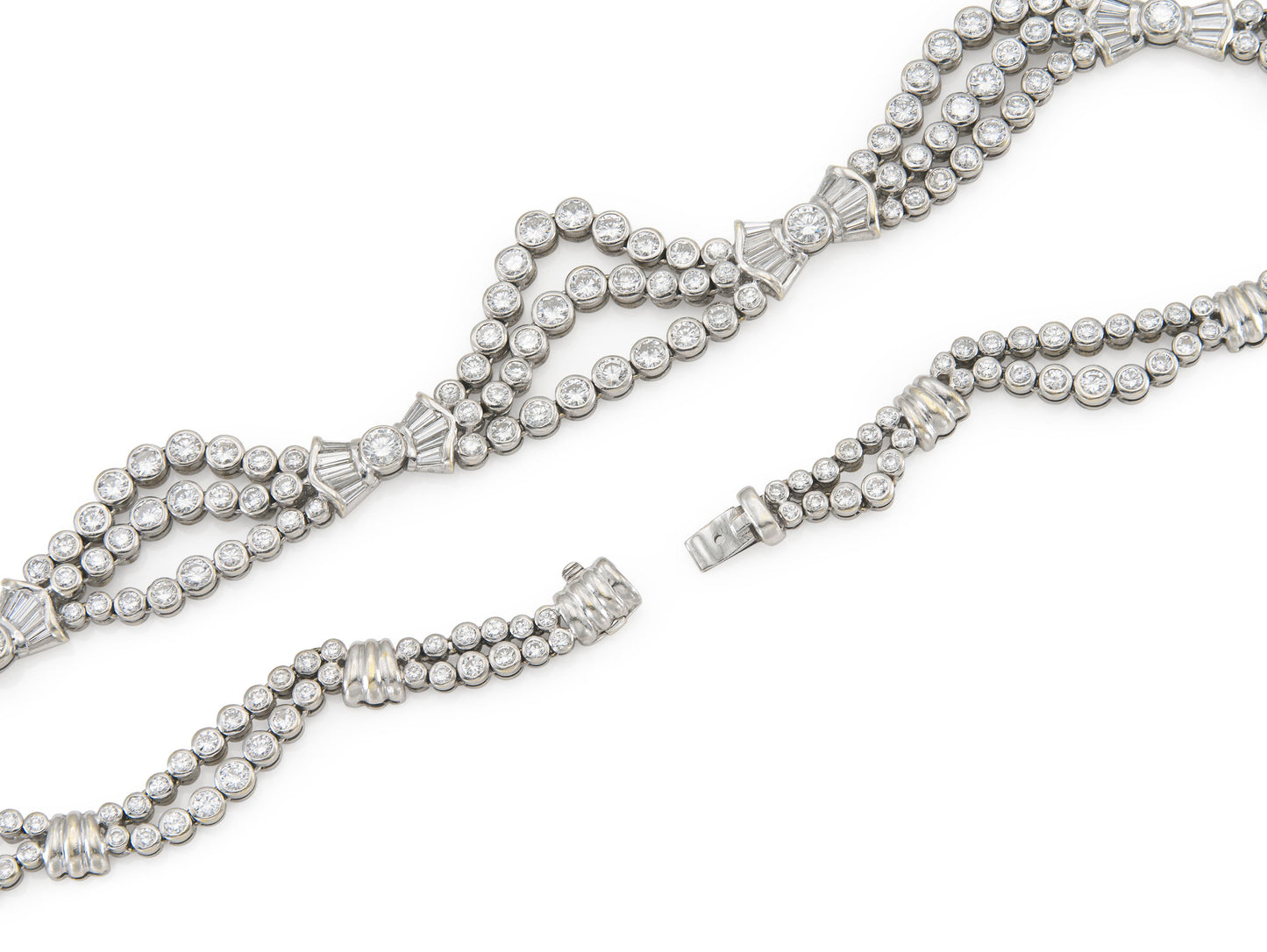 20.00 Carat Round and Baguette Cut Bezel Set Diamonds Necklace