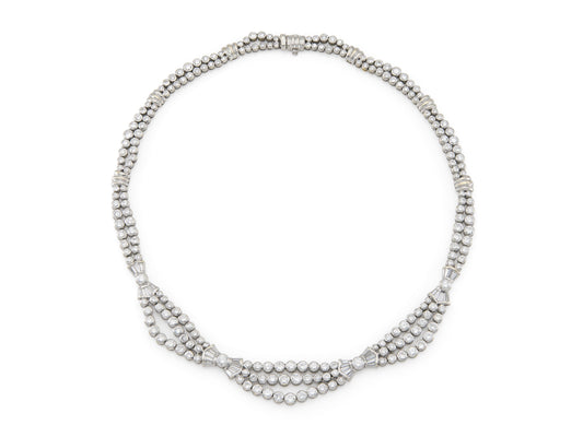 20.00 Carat Round and Baguette Cut Bezel Set Diamonds Necklace