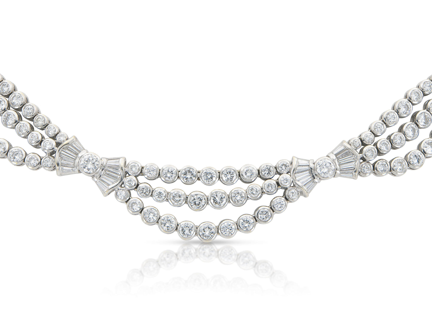 20.00 Carat Round and Baguette Cut Bezel Set Diamonds Necklace